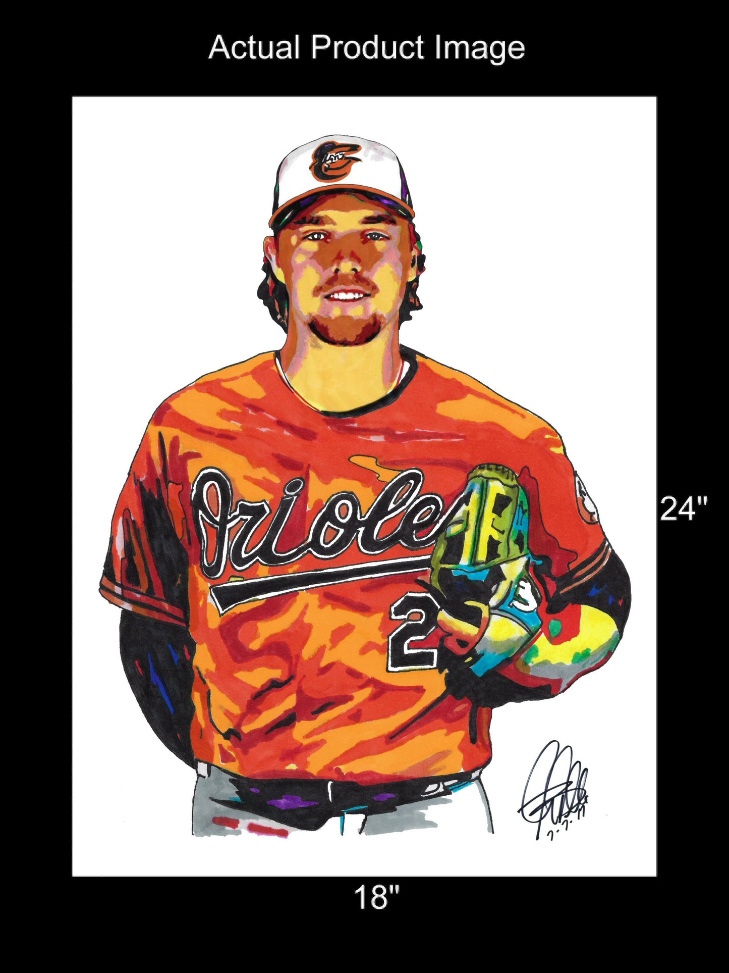 Gunnar Henderson Baltimore Orioles Baseball Print Poster Wall Art 18x24