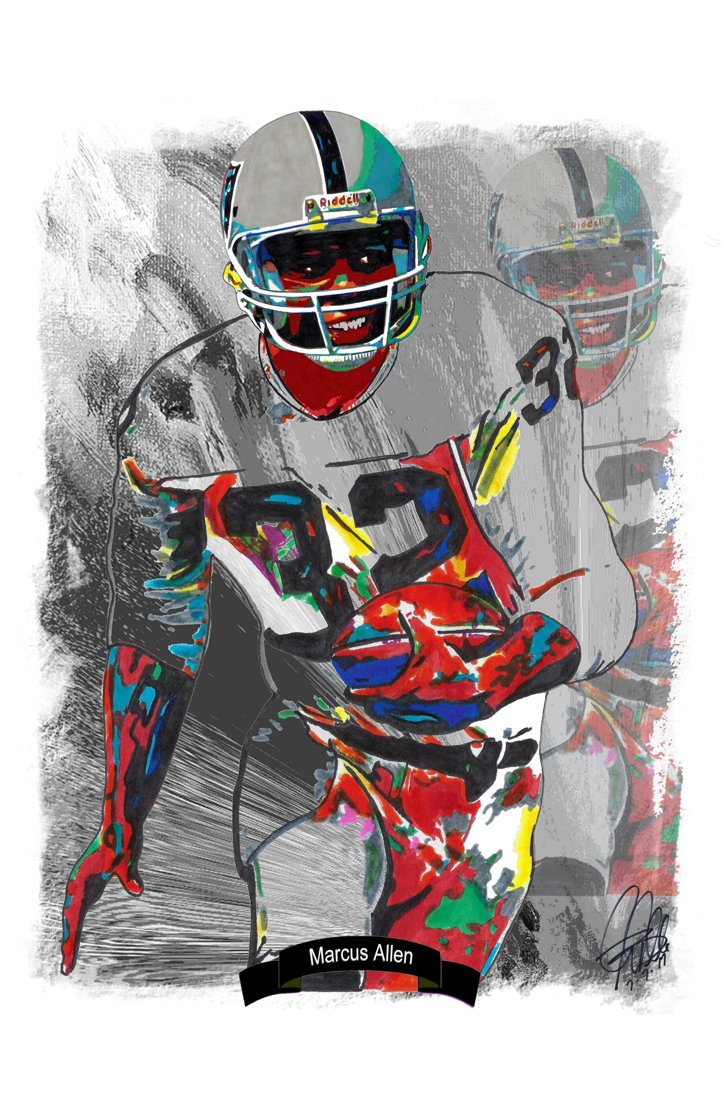 Marcus Allen Oakland Raiders Football Sports Poster Print Wall Art 11x17