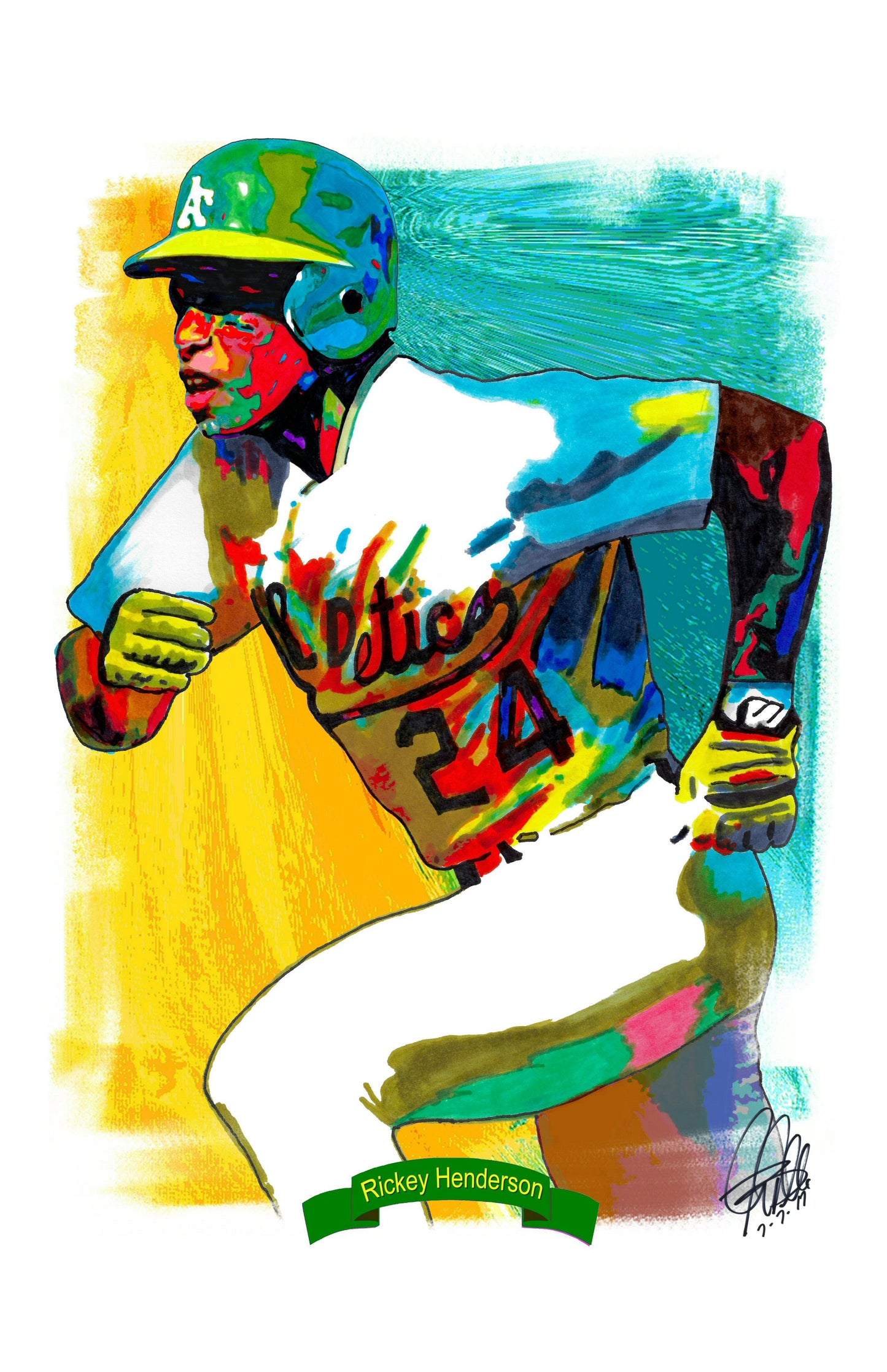 Rickey Henderson Oakland Athletics Baseball Sports Poster Print Wall Art 11x17