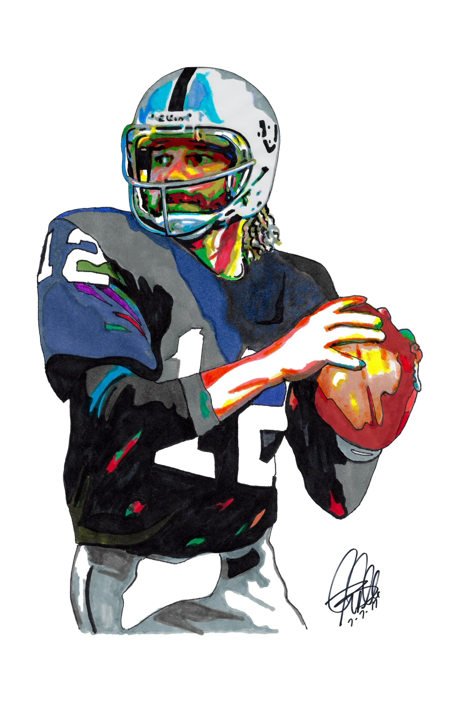 Ken Stabler Oakland Raiders Quarterback Football Poster Print Wall Art 11x17