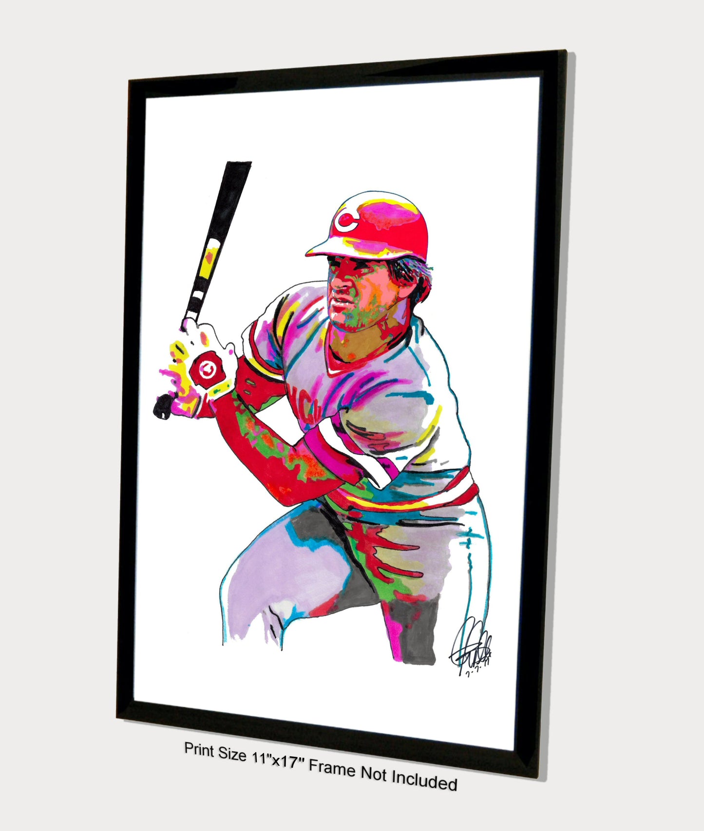 Pete Rose Cincinnati Reds Baseball Sports Poster Print Wall Art 11x17
