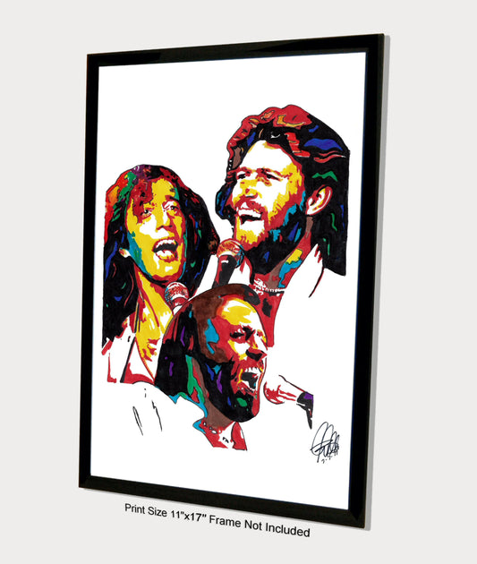 Bee Gees Barry Robin Maurice Gibb Soul Disco Music Poster Print Wall Art 11x17