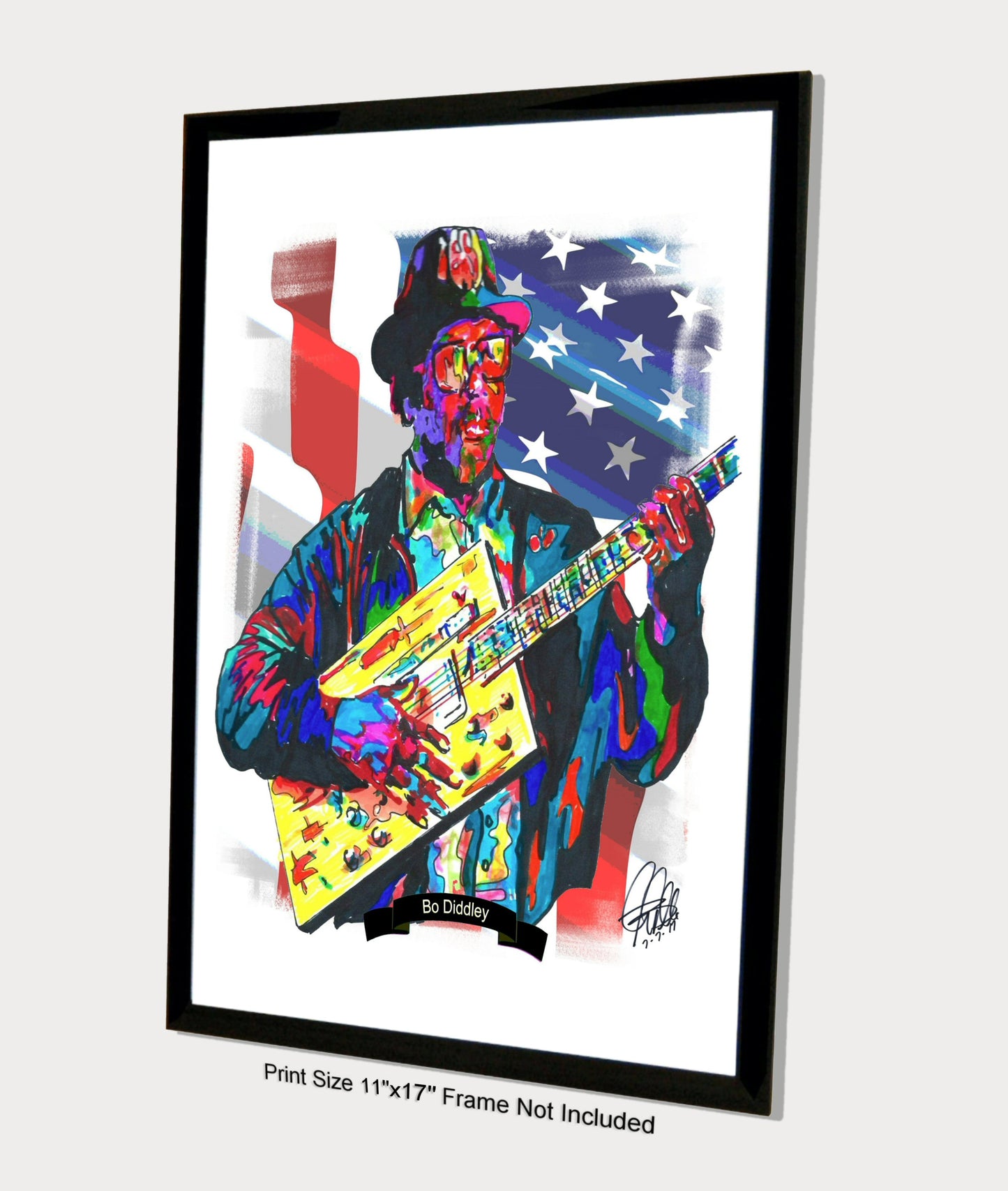 Bo Diddley Guitar Blues Music Poster Print Wall Art 11x17