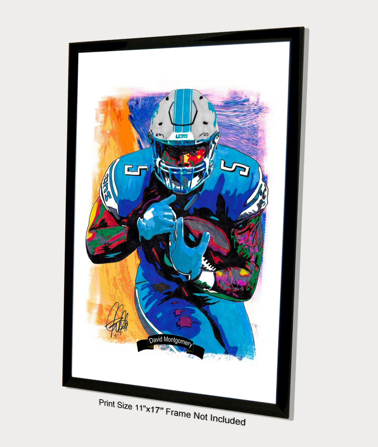 David Montgomery Detroit Lions Football Sports Poster Print Wall Art 11x17