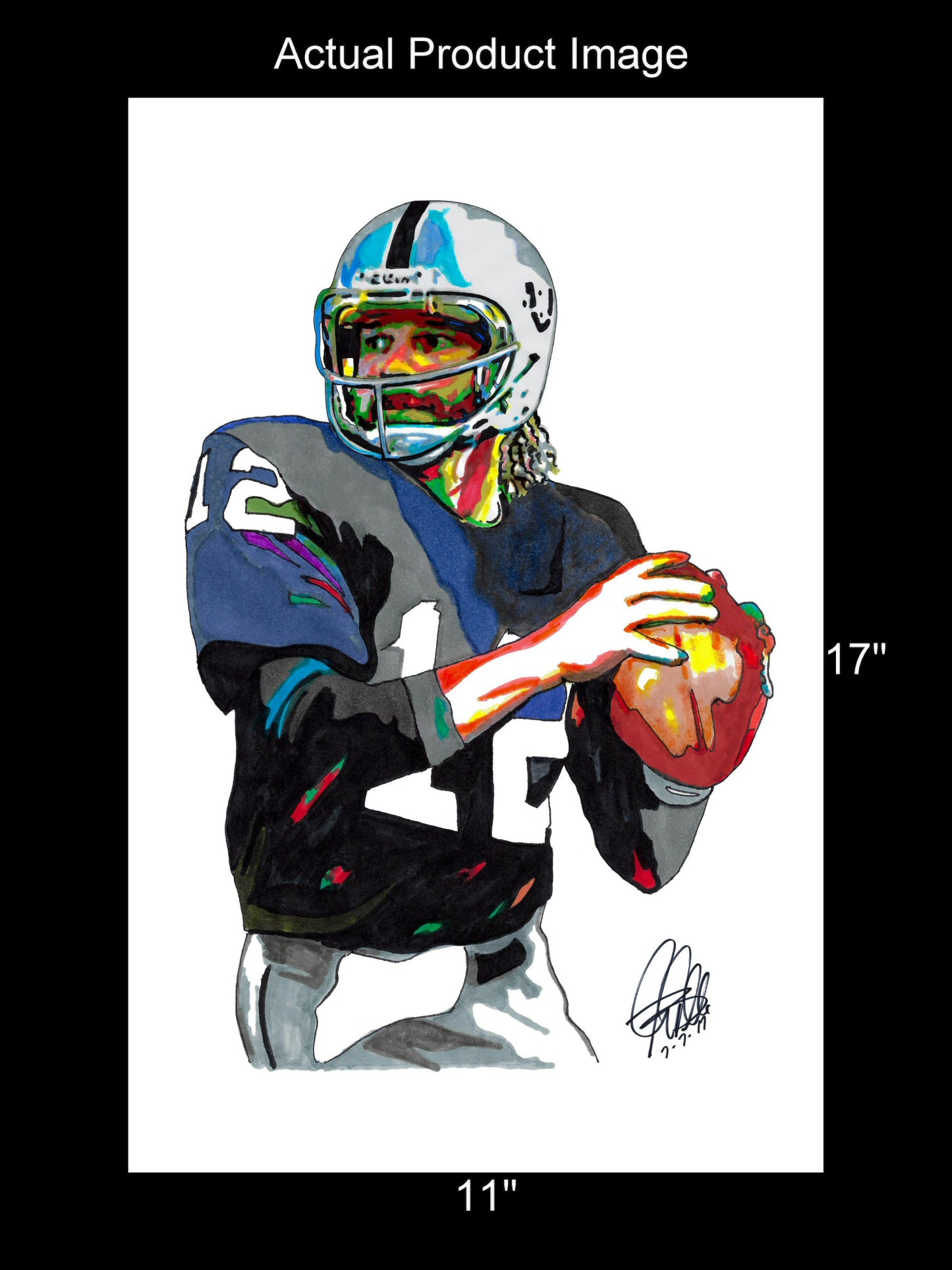 Ken Stabler Oakland Raiders Quarterback Football Poster Print Wall Art 11x17
