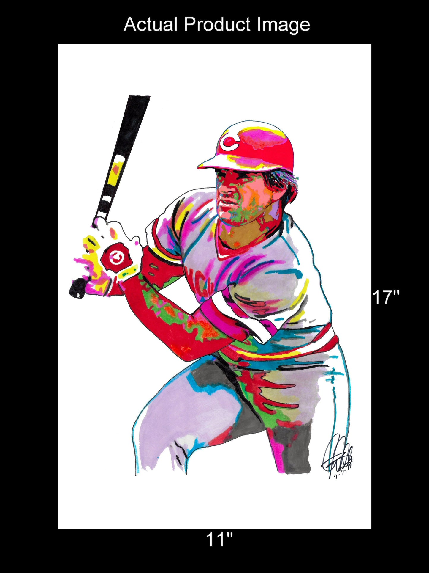 Pete Rose Cincinnati Reds Baseball Sports Poster Print Wall Art 11x17