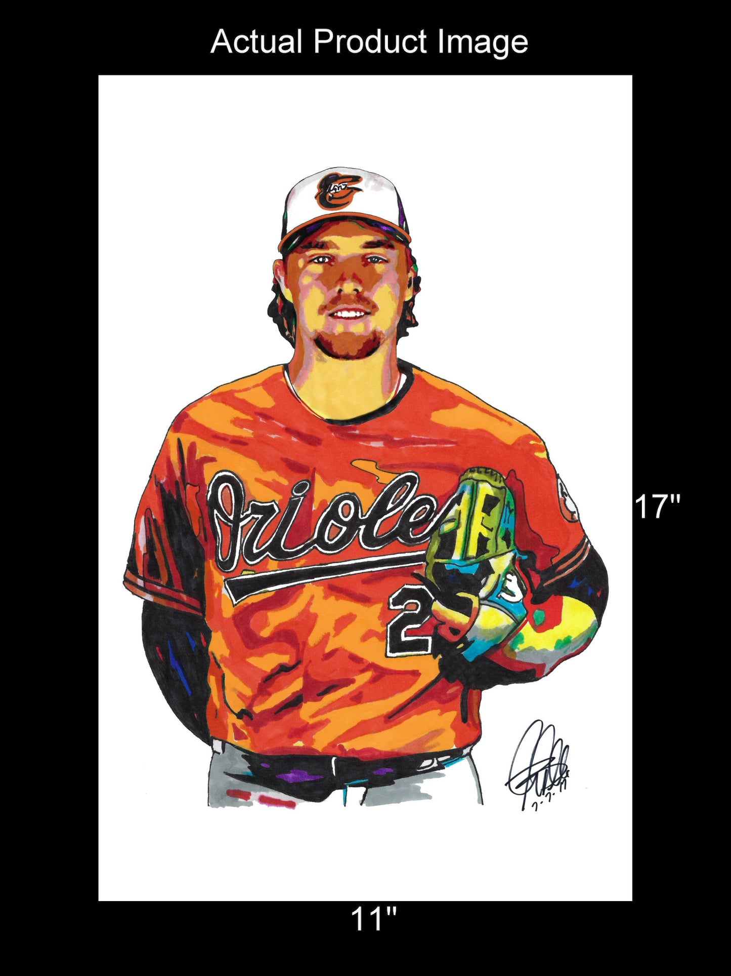 Gunnar Henderson Baltimore Orioles Baseball Print Poster Wall Art 11x17