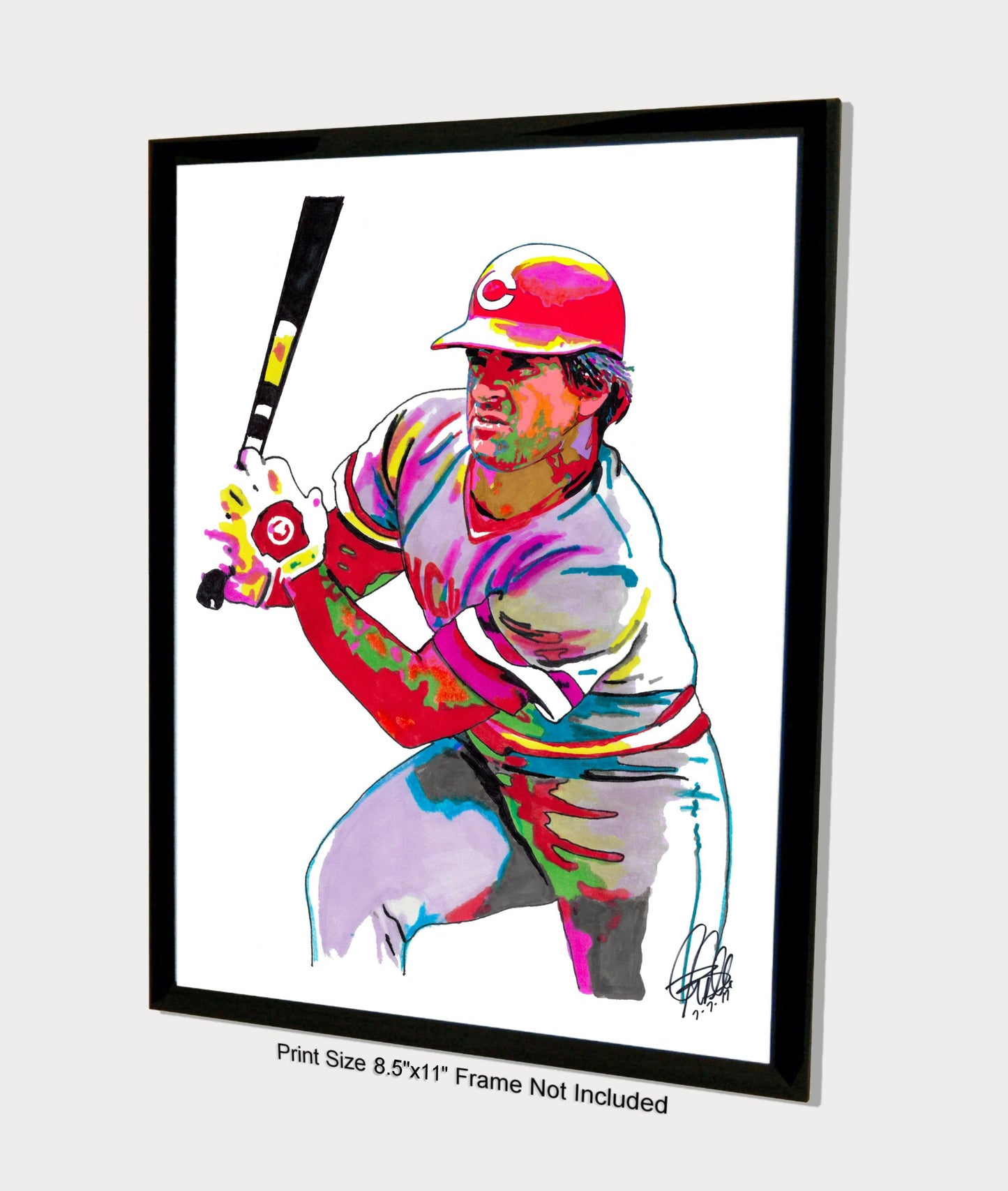 Pete Rose Cincinnati Reds Baseball Sports Poster Print Wall Art 8.5x11