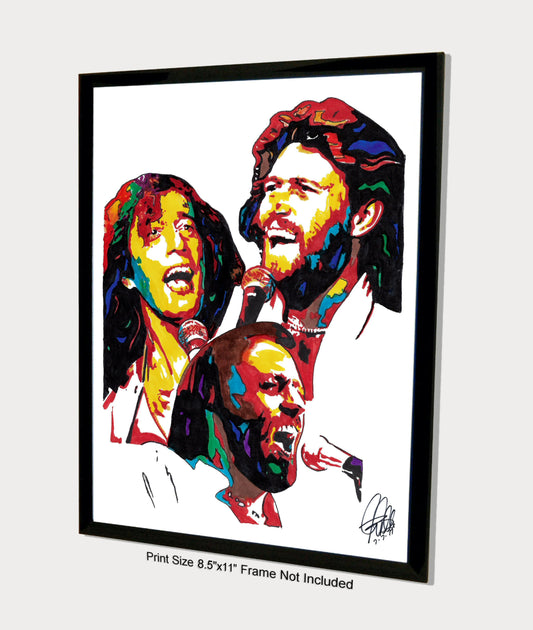 Bee Gees Barry Robin Maurice Gibb Soul Disco Music Poster Print Wall Art 8.5x11