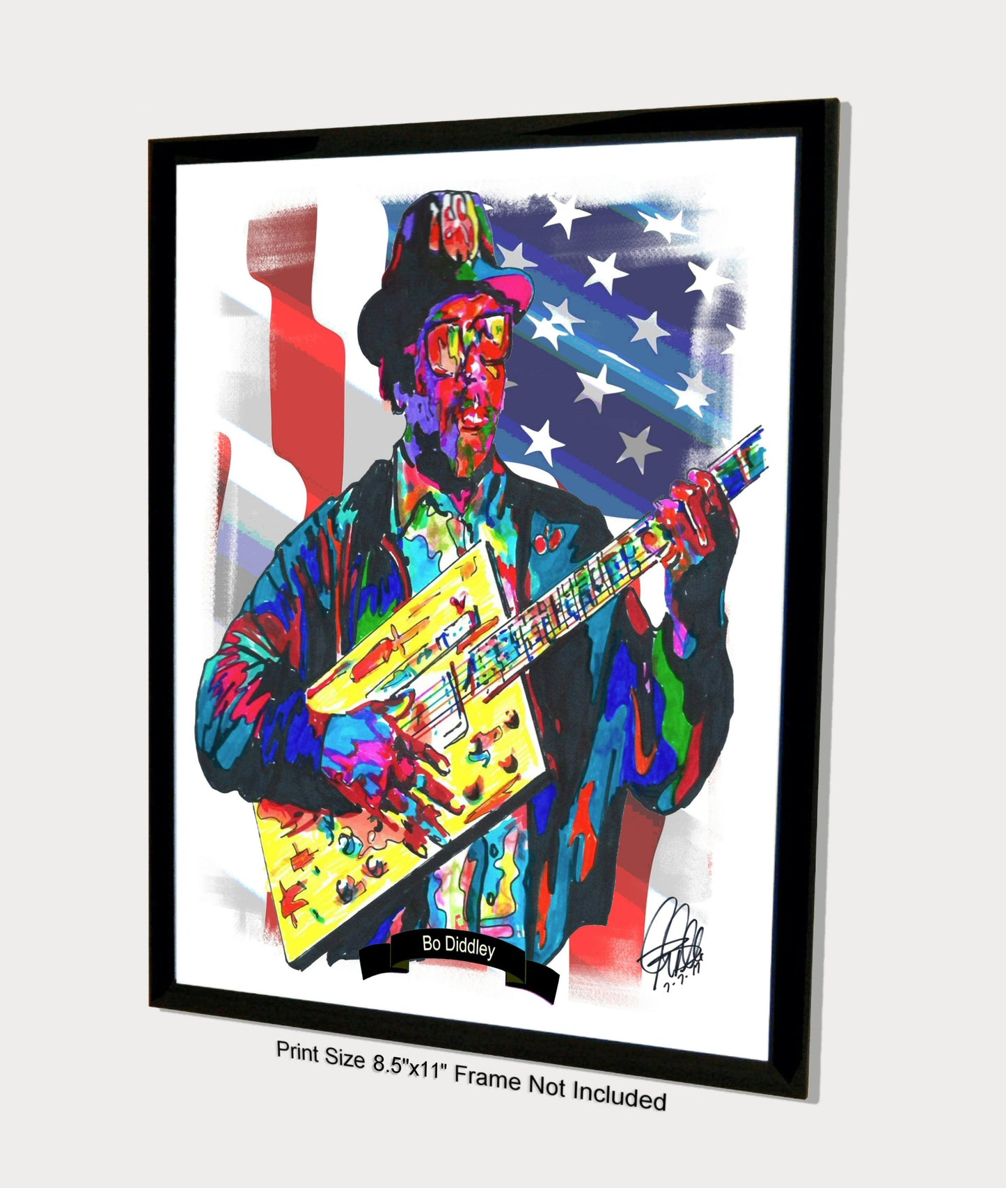 Bo Diddley Guitar Blues Music Poster Print Wall Art 8.5x11