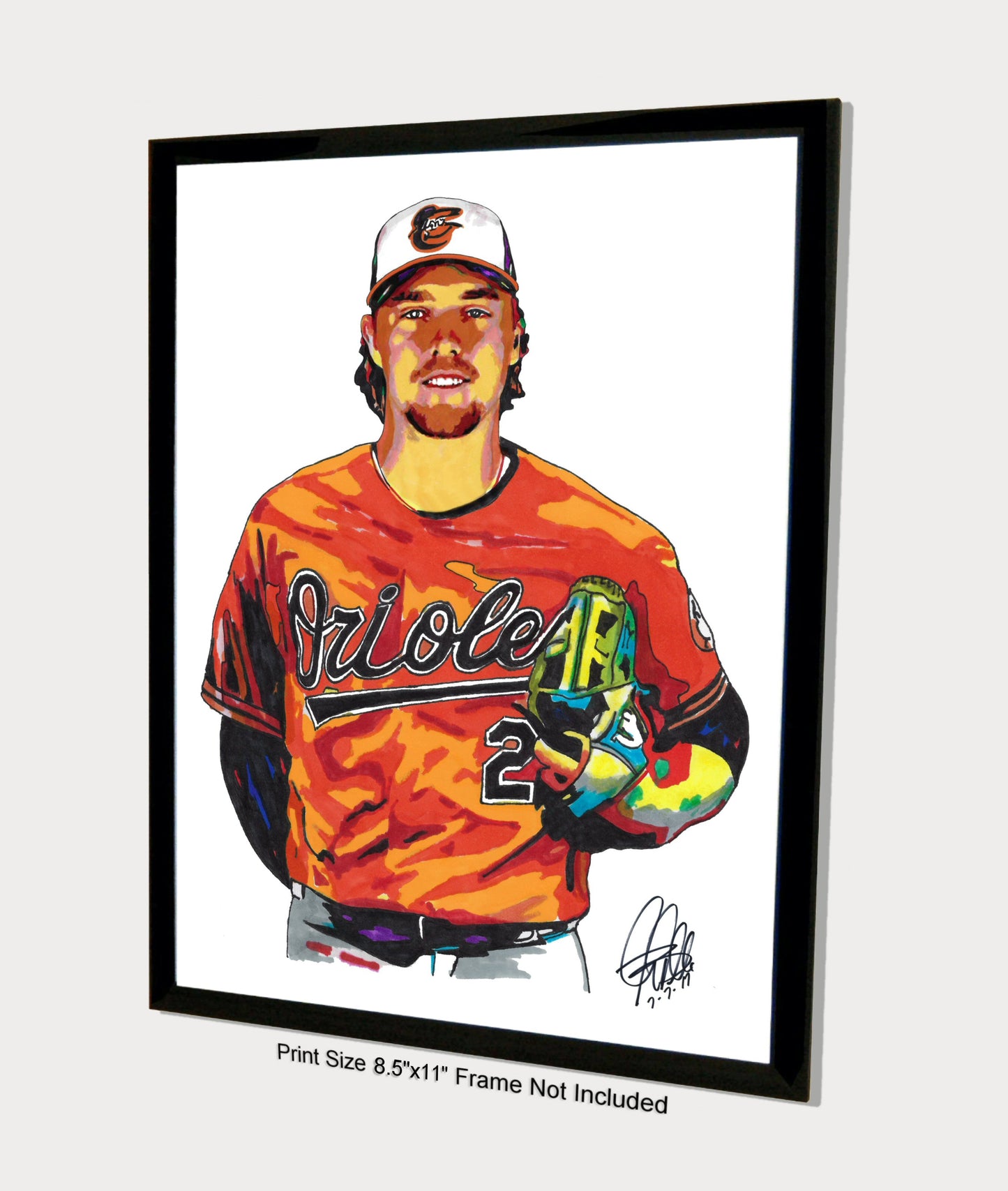 Gunnar Henderson Baltimore Orioles Baseball Print Poster Wall Art 8.5x11