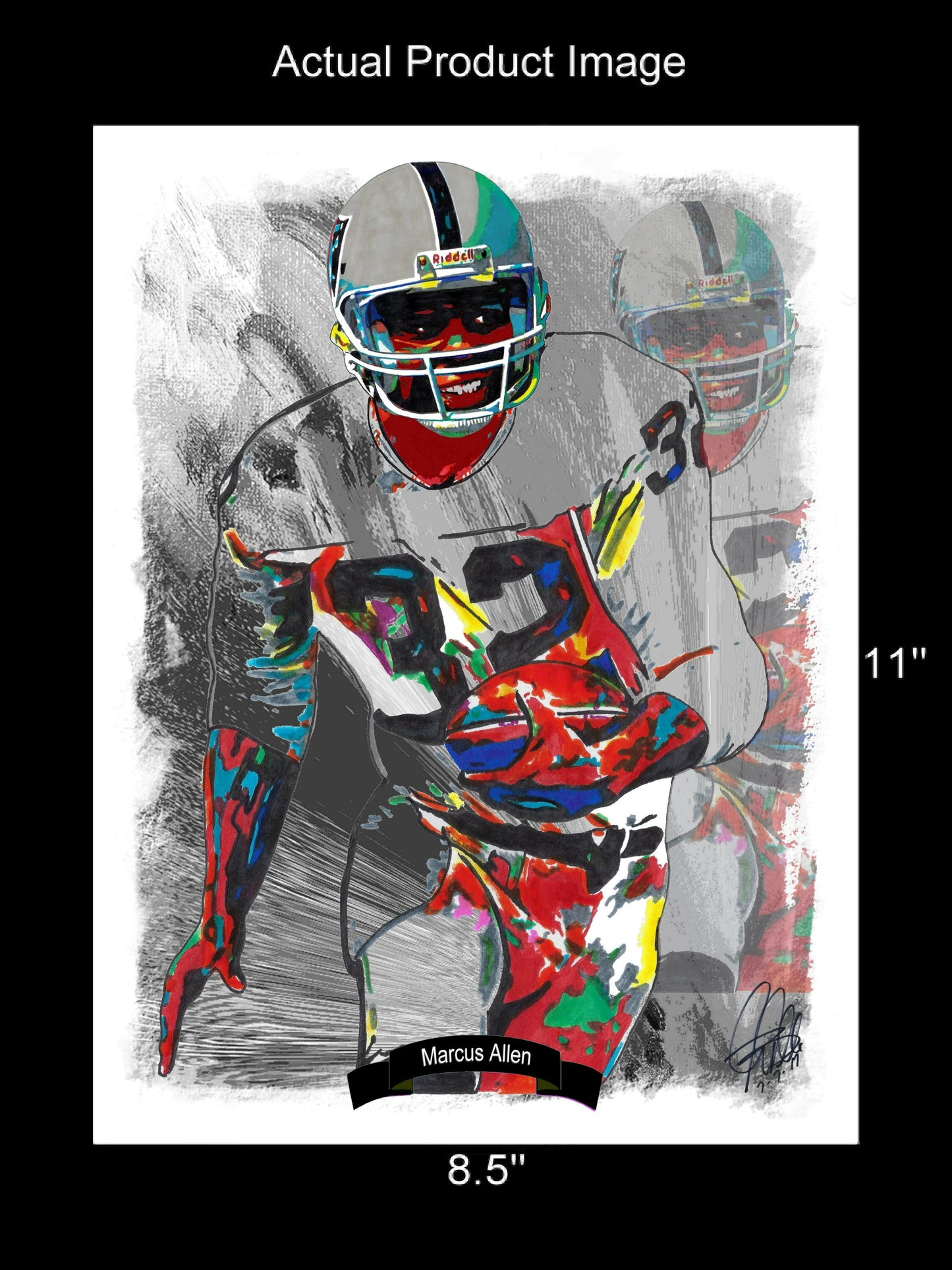 Marcus Allen Oakland Raiders Football Sports Poster Print Wall Art 8.5x11