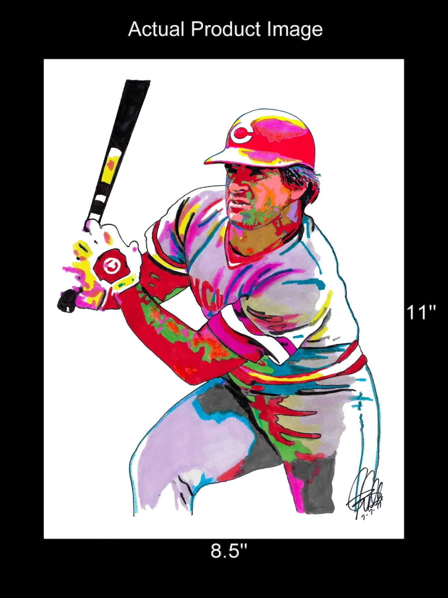 Pete Rose Cincinnati Reds Baseball Sports Poster Print Wall Art 8.5x11