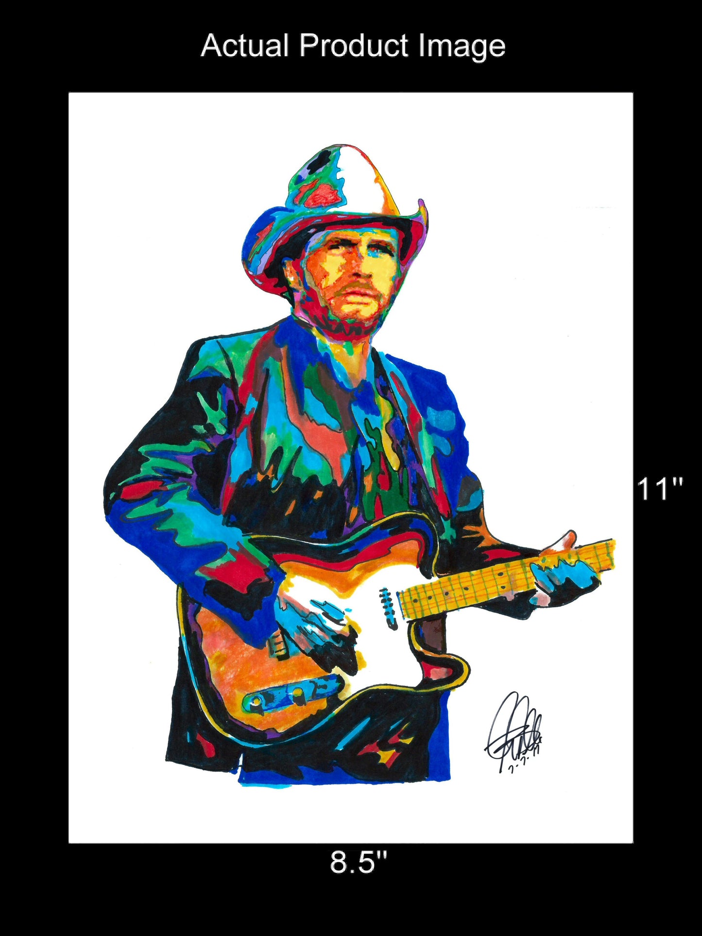 Merle Haggard Singer Guitar Outlaw Country Music Poster Print Wall Art 8.5x11