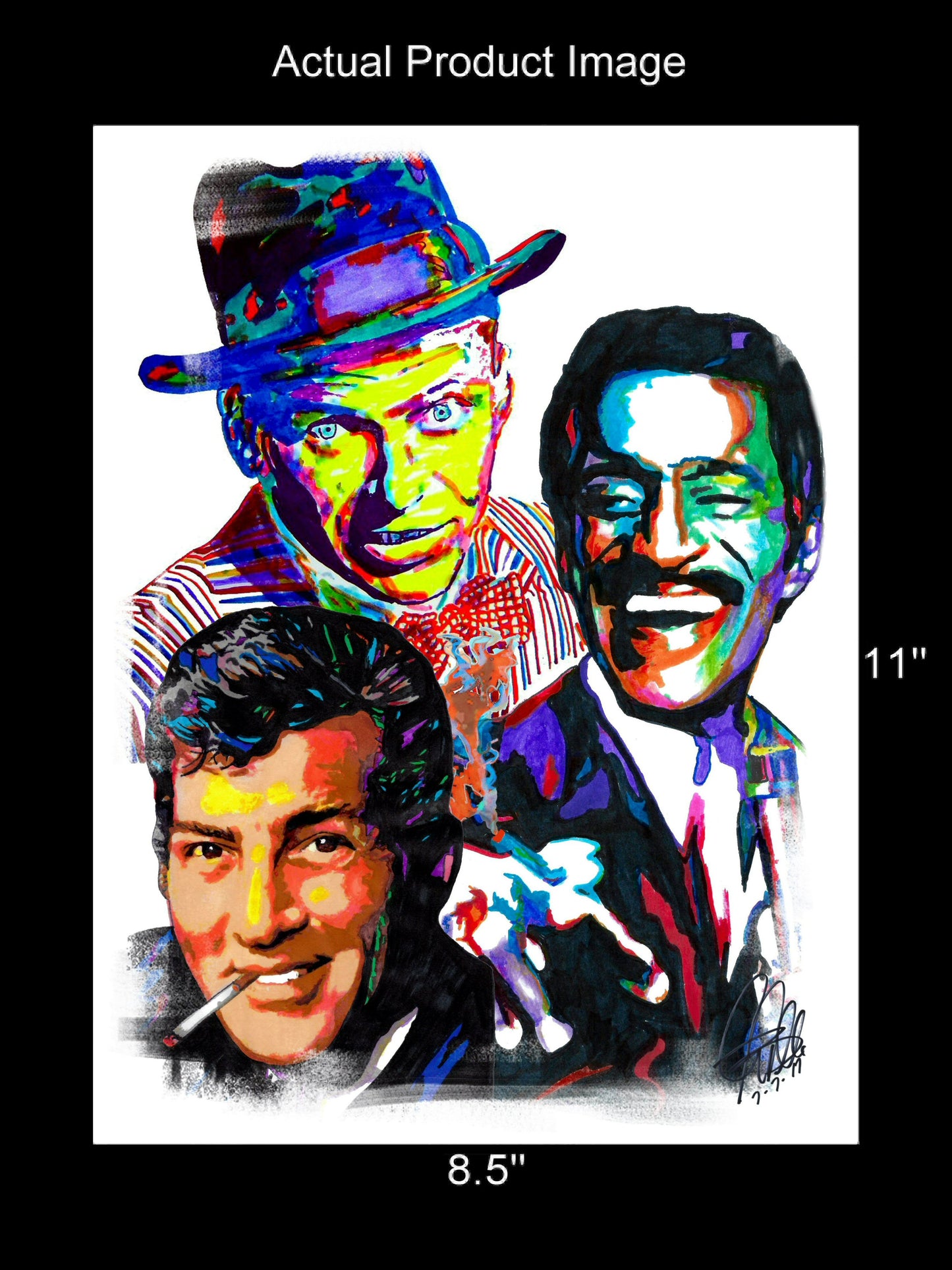 Rat Pack Frank Sinatra Sammy Davis Jr Dean Martin Music Print Wall Art 8.5x11