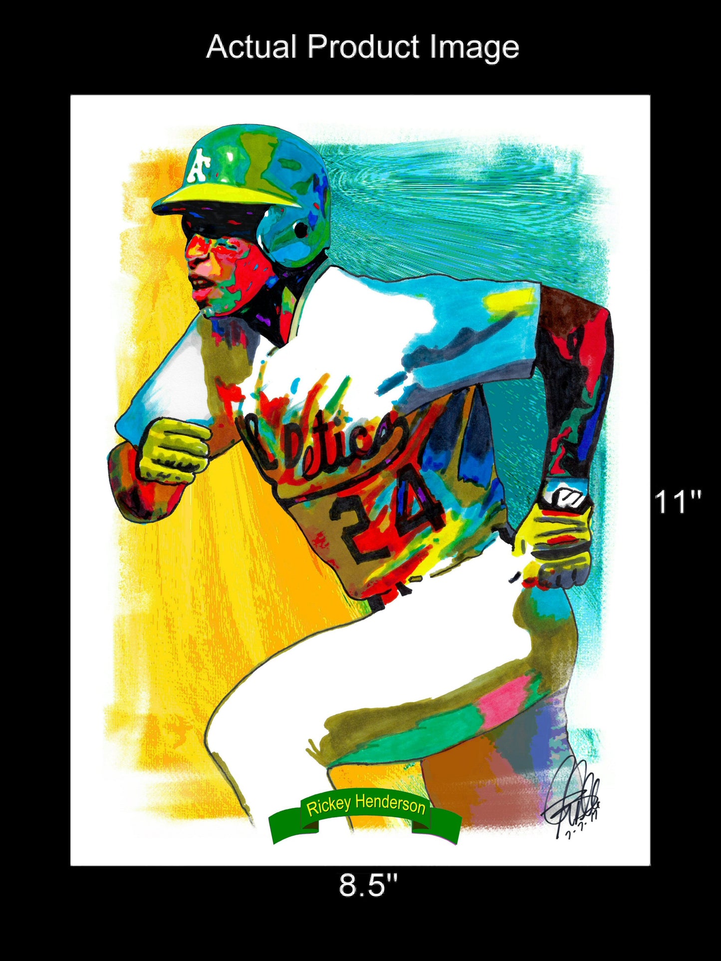 Rickey Henderson Oakland Athletics Baseball Sports Poster Print Wall Art 8.5x11