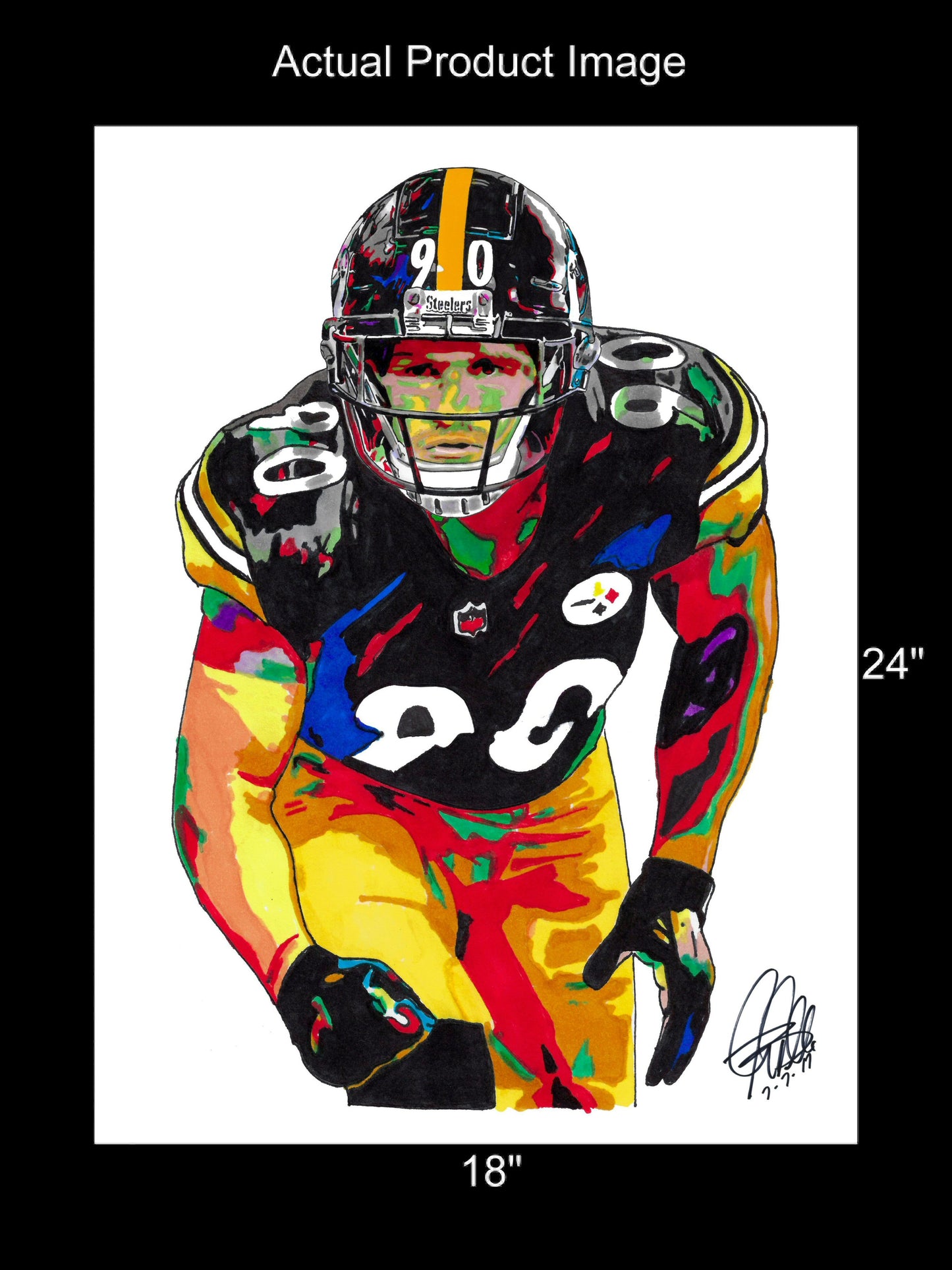 TJ Watt Pittsburgh Steelers Football Sports Poster Print Wall Art 18x24