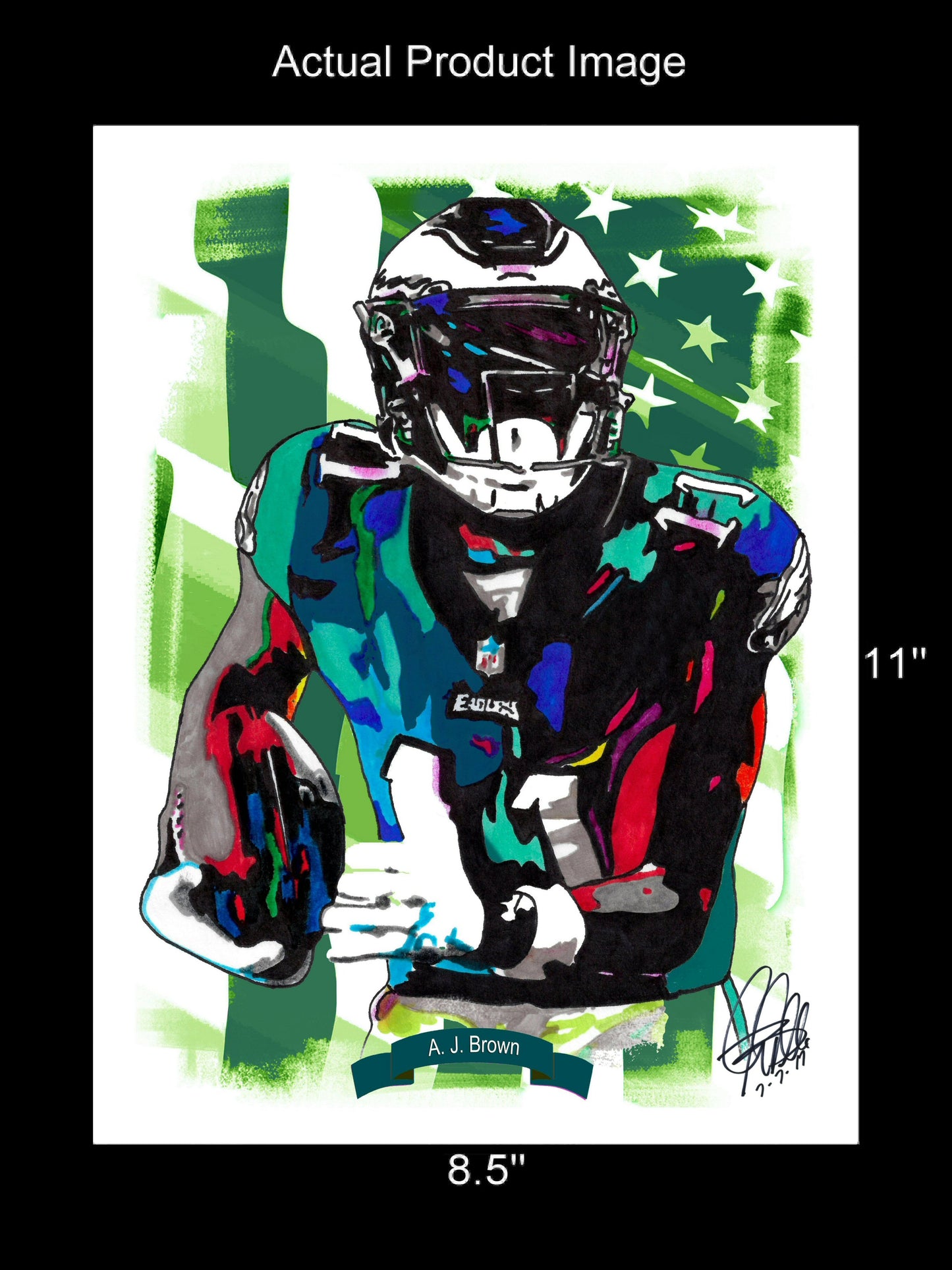 AJ Brown Philadelphia Eagles Football Sports Poster Print Wall Art 8.5x11