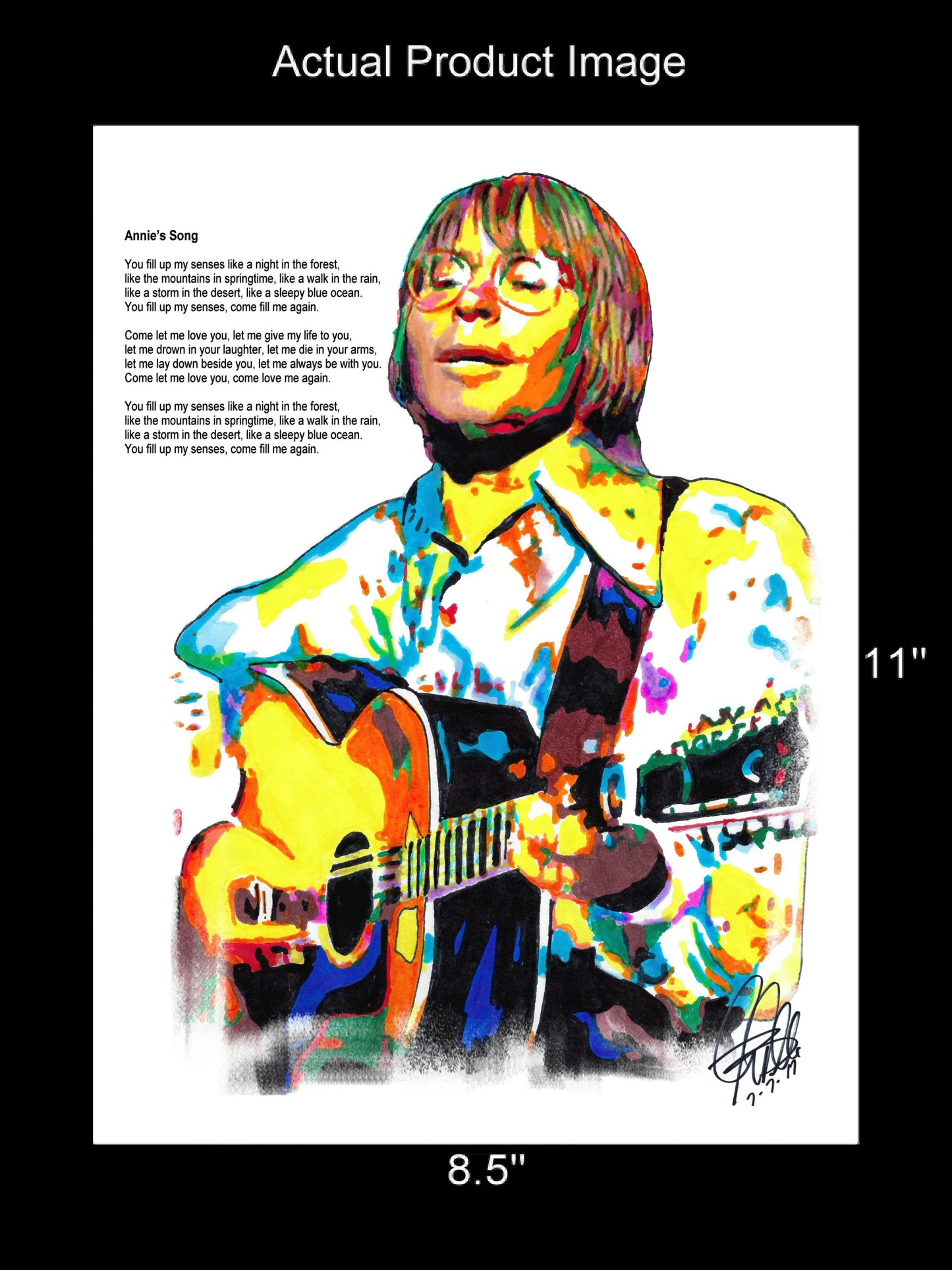 John Denver Annie's Song Singer Folk Music Poster Print Wall Art 8.5x11