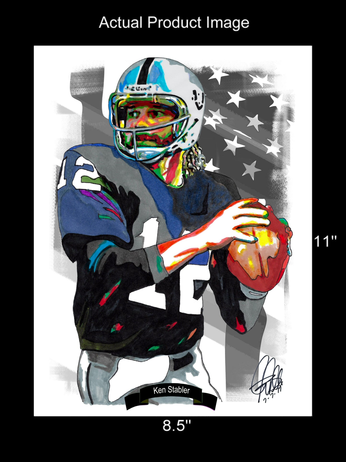 Ken Snake Stabler Oakland Raiders QB Football Poster Print Wall Art 8.5x11