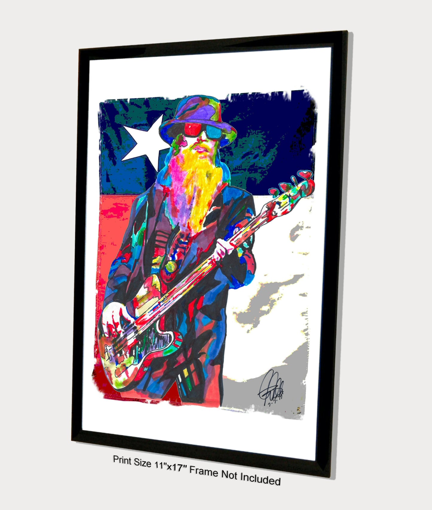 Dusty Hill ZZ Top Bass Guitar Rock Music Poster Print Wall Art 11x17