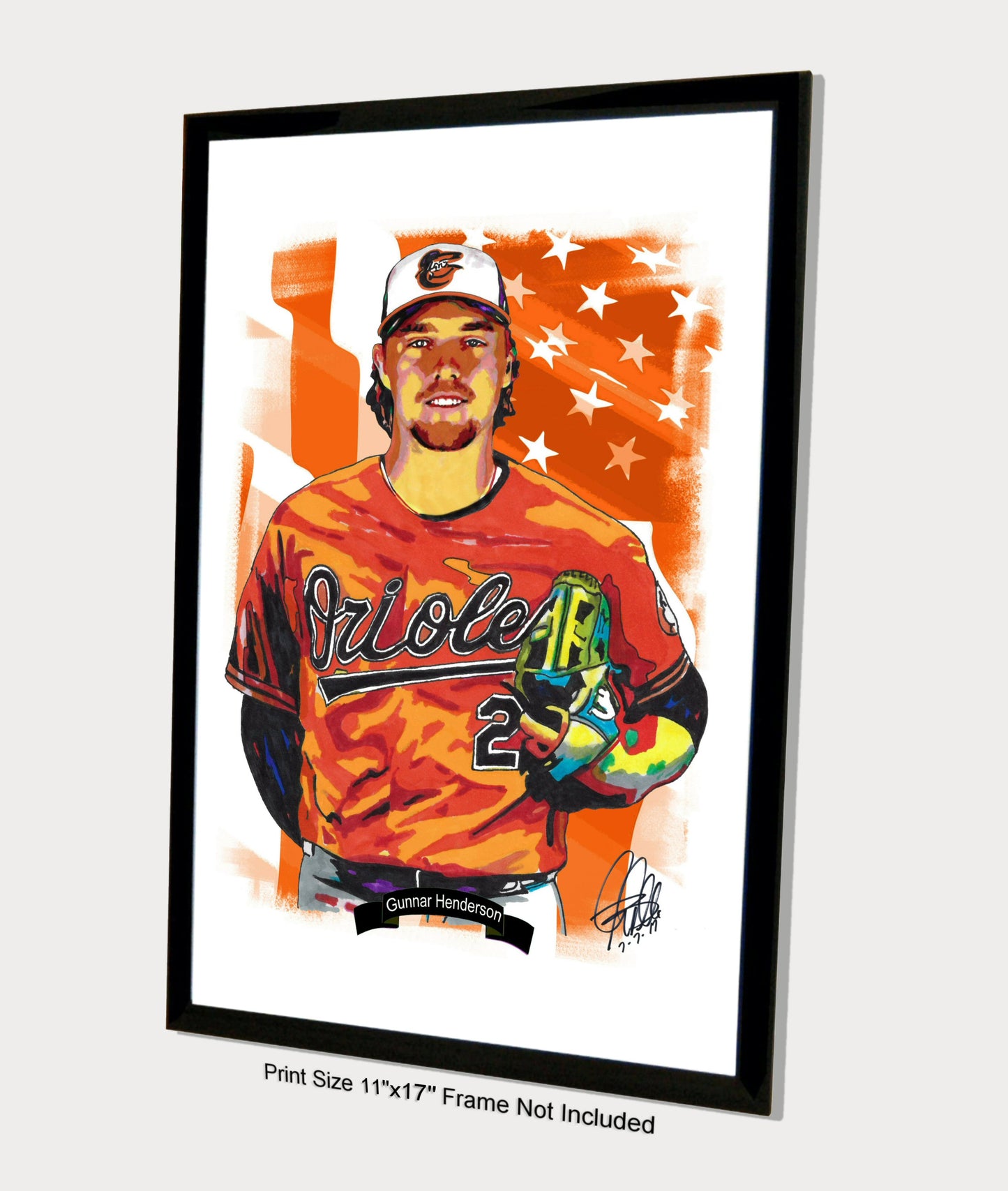 Gunnar Henderson Baltimore Orioles SS Baseball Print Poster Wall Art 11x17