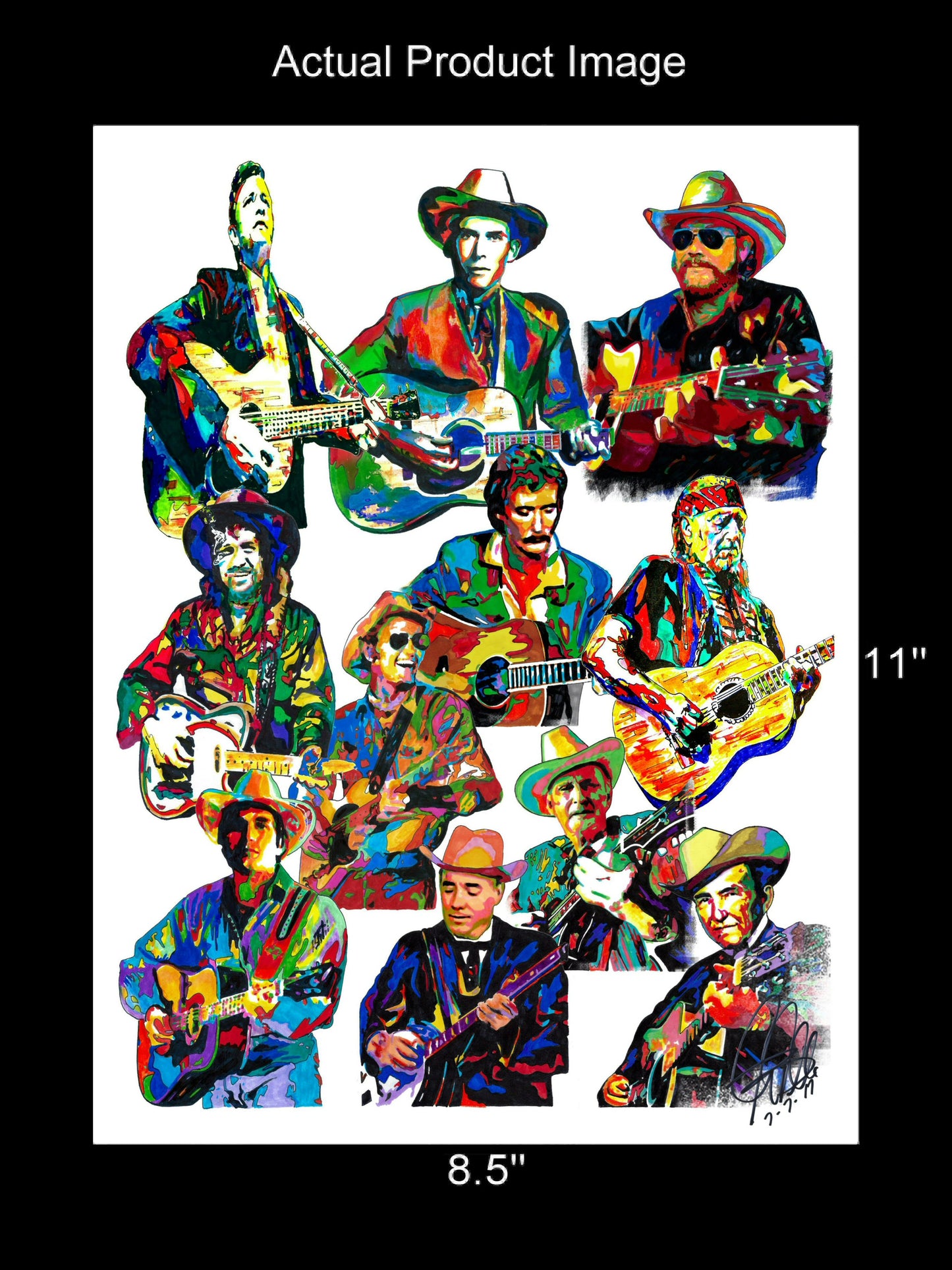 Bluegrass Country Players Johnny Cash Willie Nelson Poster Print Wall Art 8.5x11