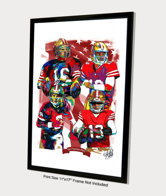 San Francisco 49ers Montana Young Garoppolo Purdy Poster Print Wall Art 11x17