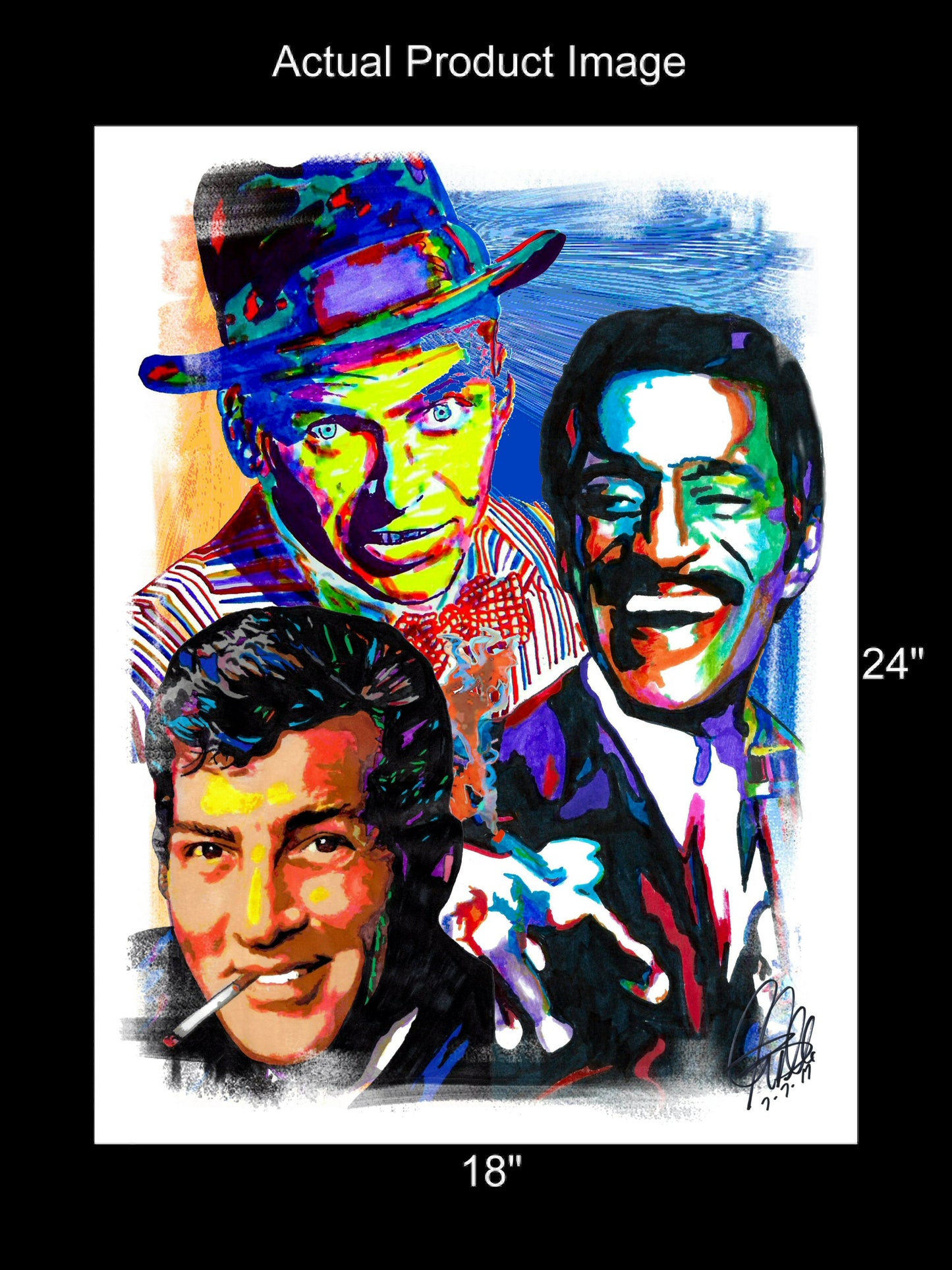 Rat Pack Frank Sinatra Sammy Davis Jr Dean Martin Poster Print Wall Art 18x24