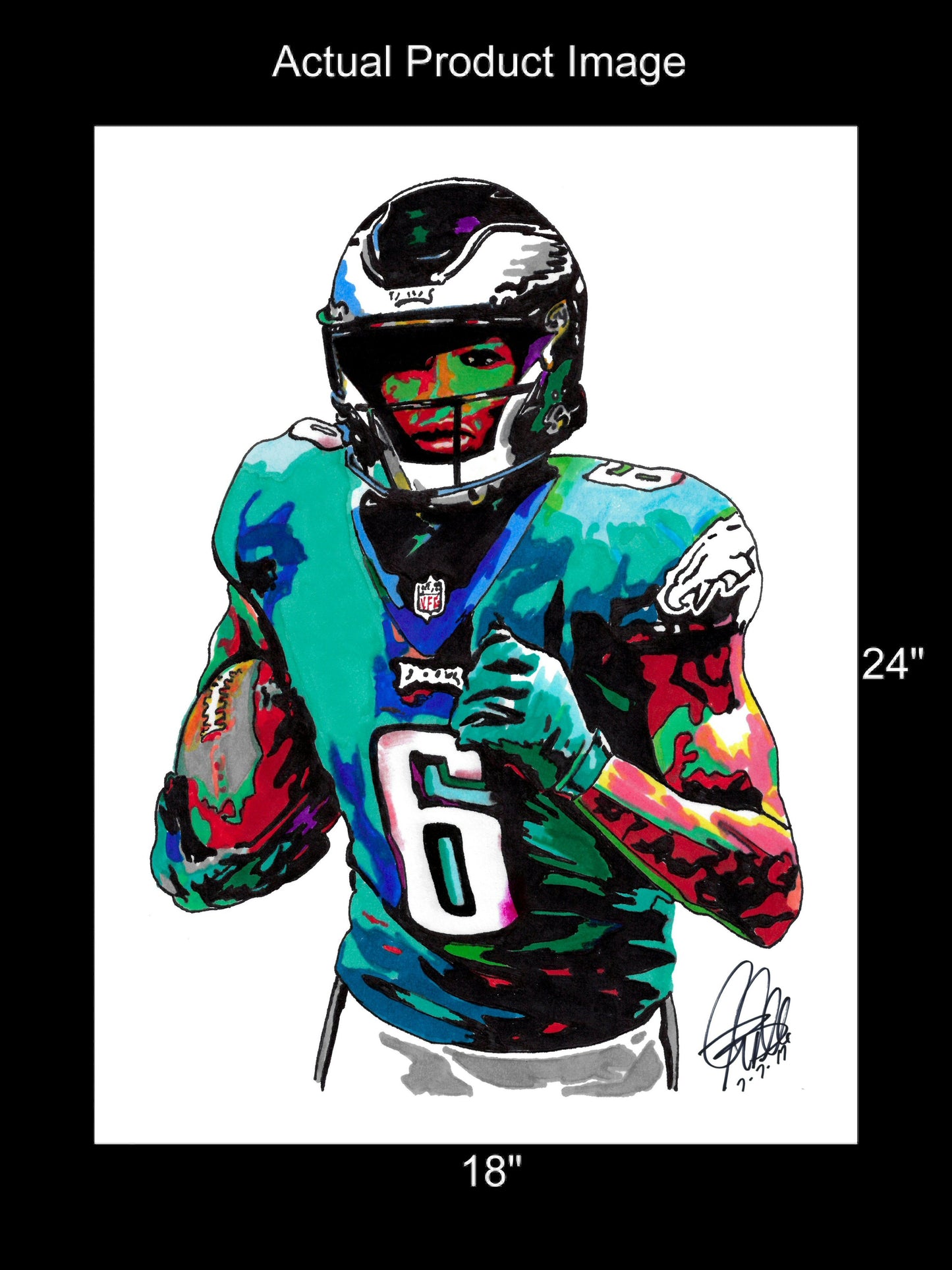 DeVonta Smith Philadelphia Eagles Football Sports Poster Print Wall Art 18x24