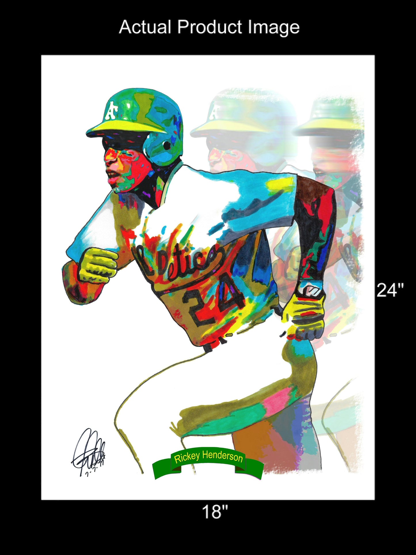 Rickey Henderson Oakland Athletics Baseball Poster Print Wall Art 18x24