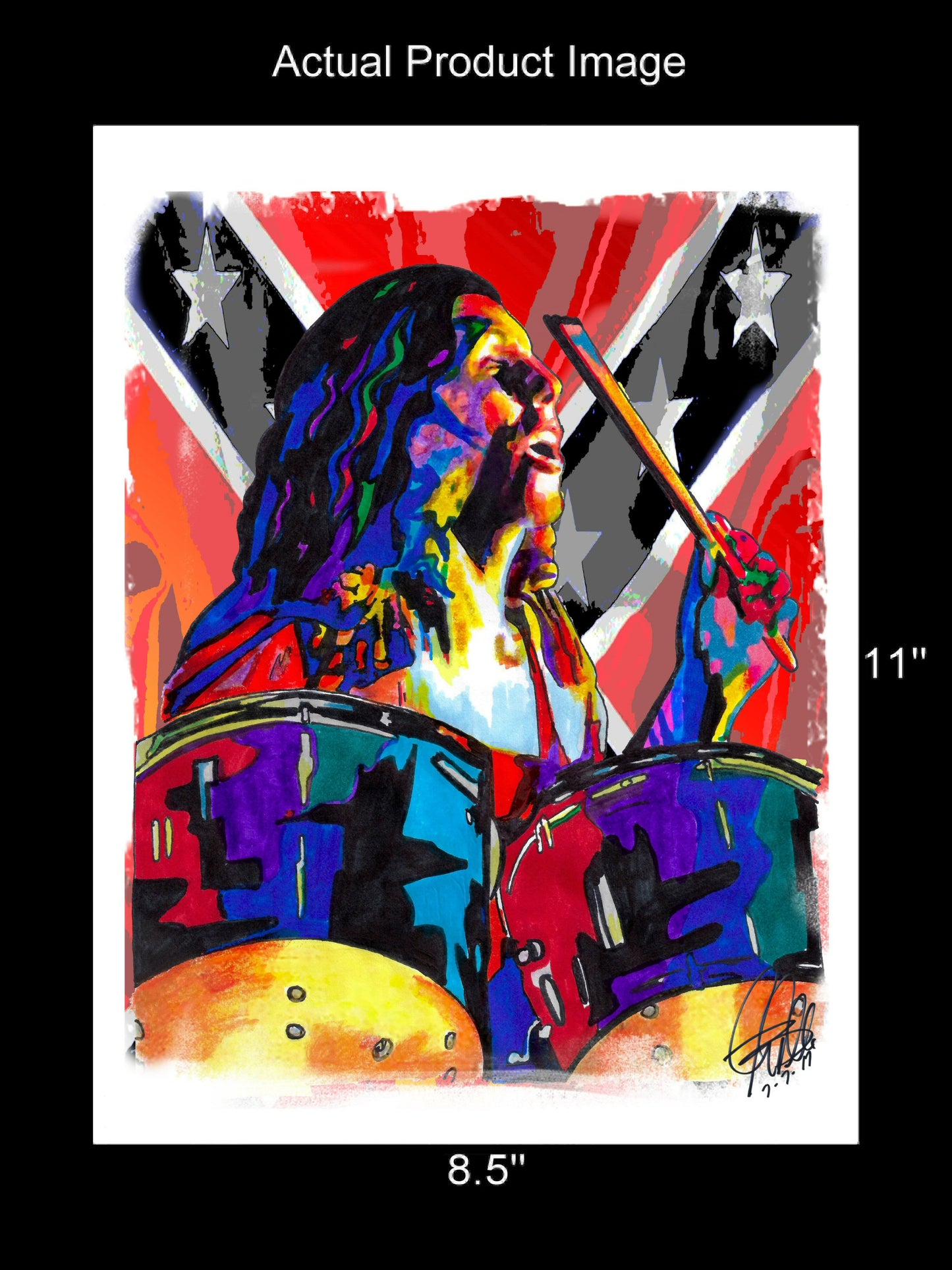 Bob Burns Lynyrd Skynyrd Drums Music Poster Print Wall Art 8.5x11