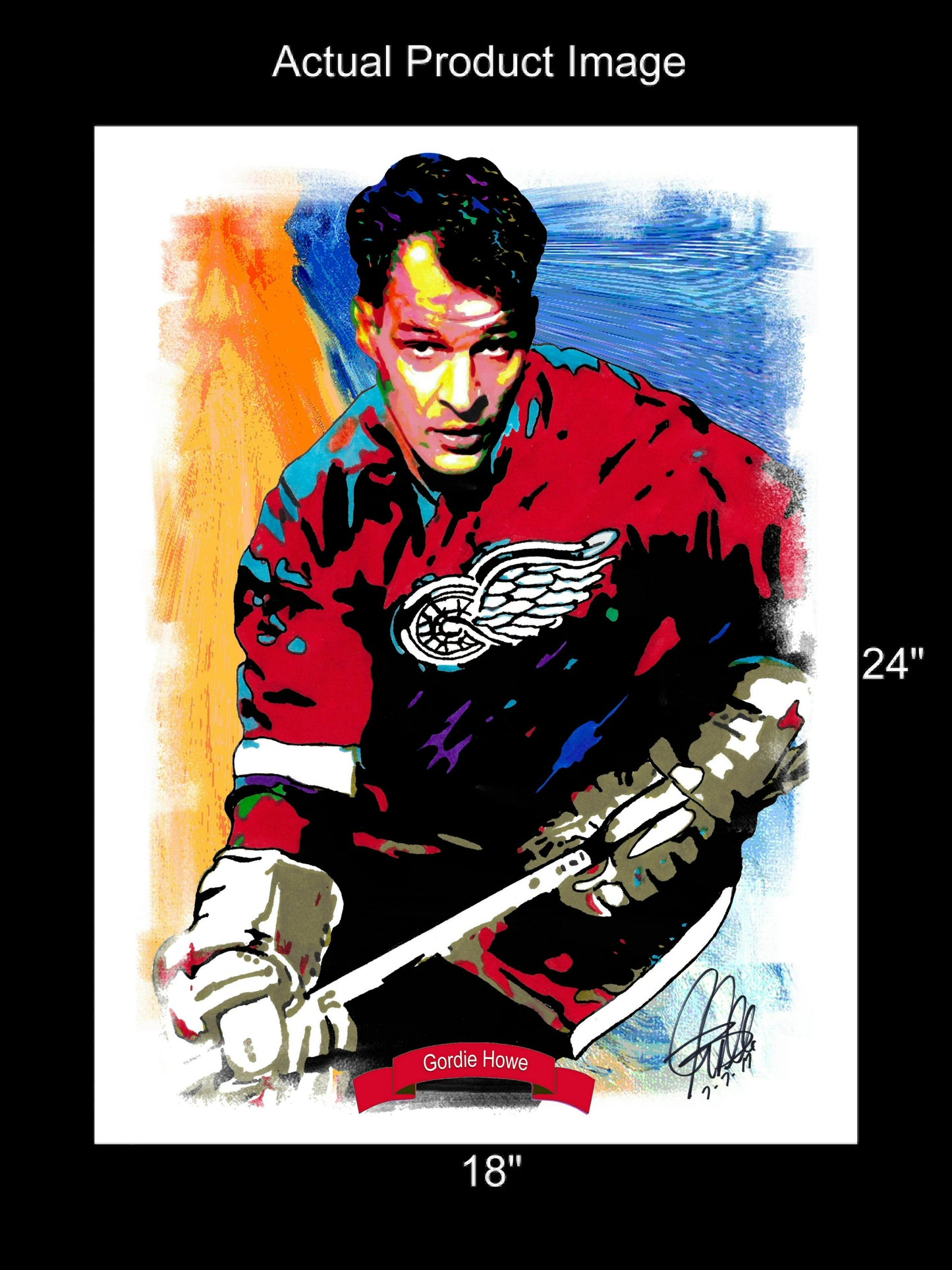 Gordie Howe Detroit Red Wings Hockey Sports Print Poster Wall Art 18x24