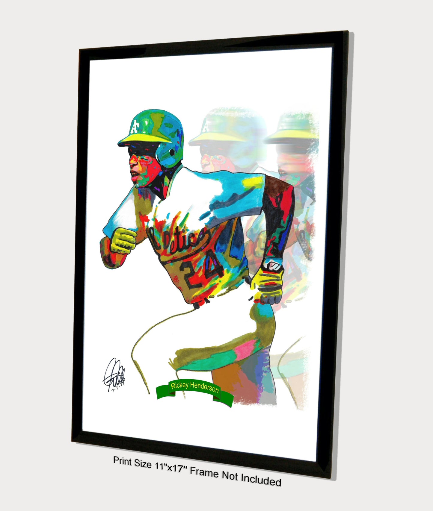 Rickey Henderson Oakland Athletics Baseball Poster Print Wall Art 11x17
