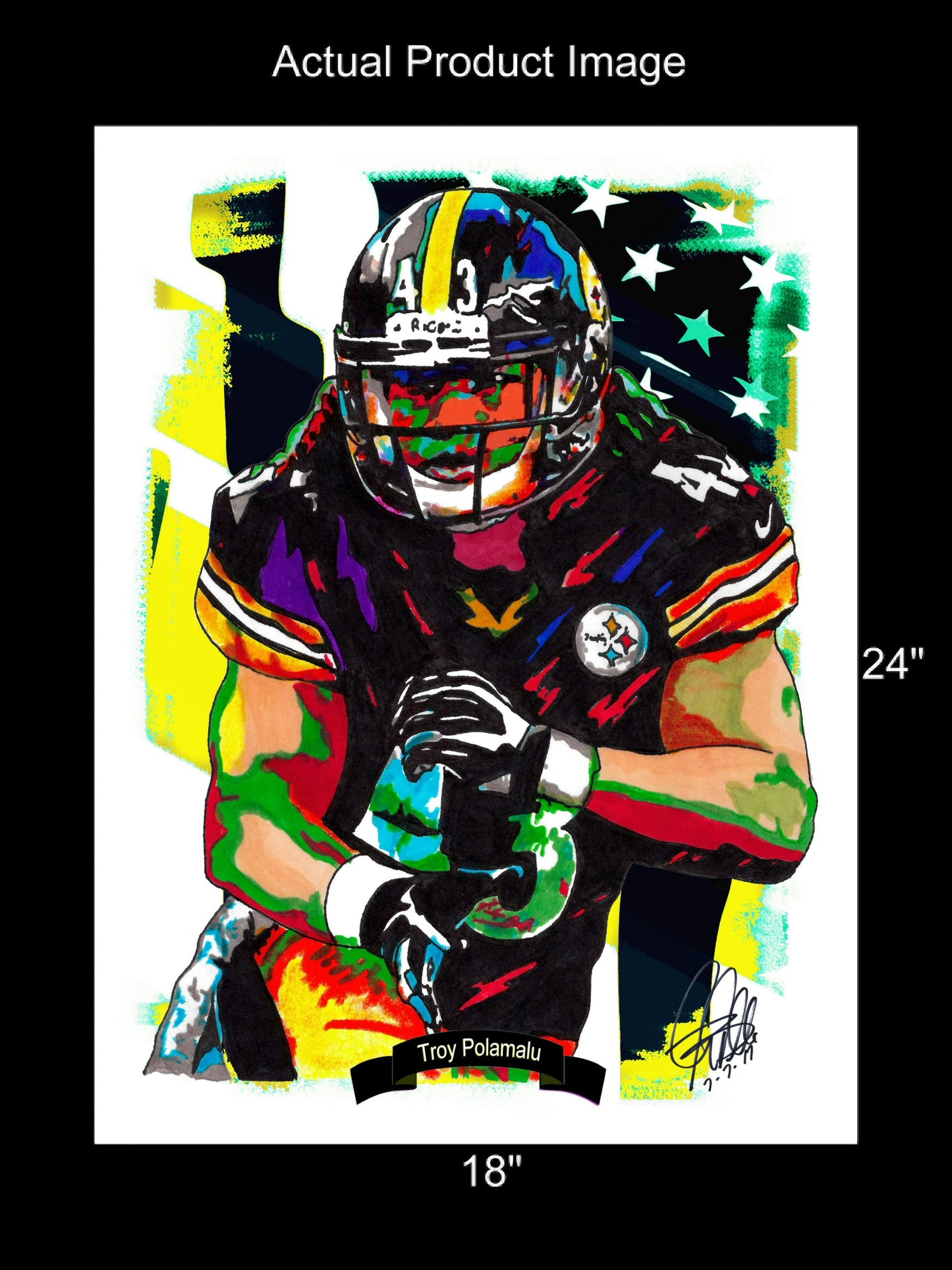 Troy Polamalu Pittsburgh Steelers Football Sports Poster Print Wall Art 18x24