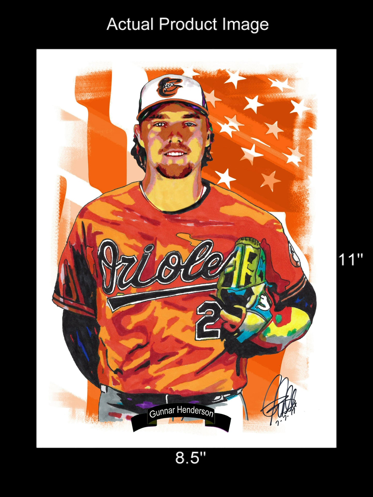 Gunnar Henderson Baltimore Orioles Baseball Sports Poster Print Wall Art 8.5x11
