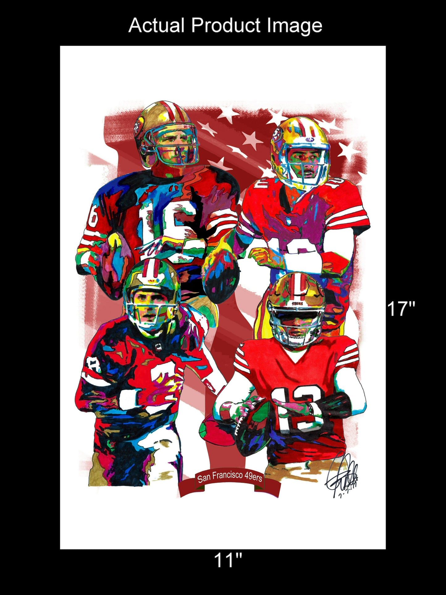 San Francisco 49ers Montana Young Garoppolo Purdy Poster Print Wall Art 11x17
