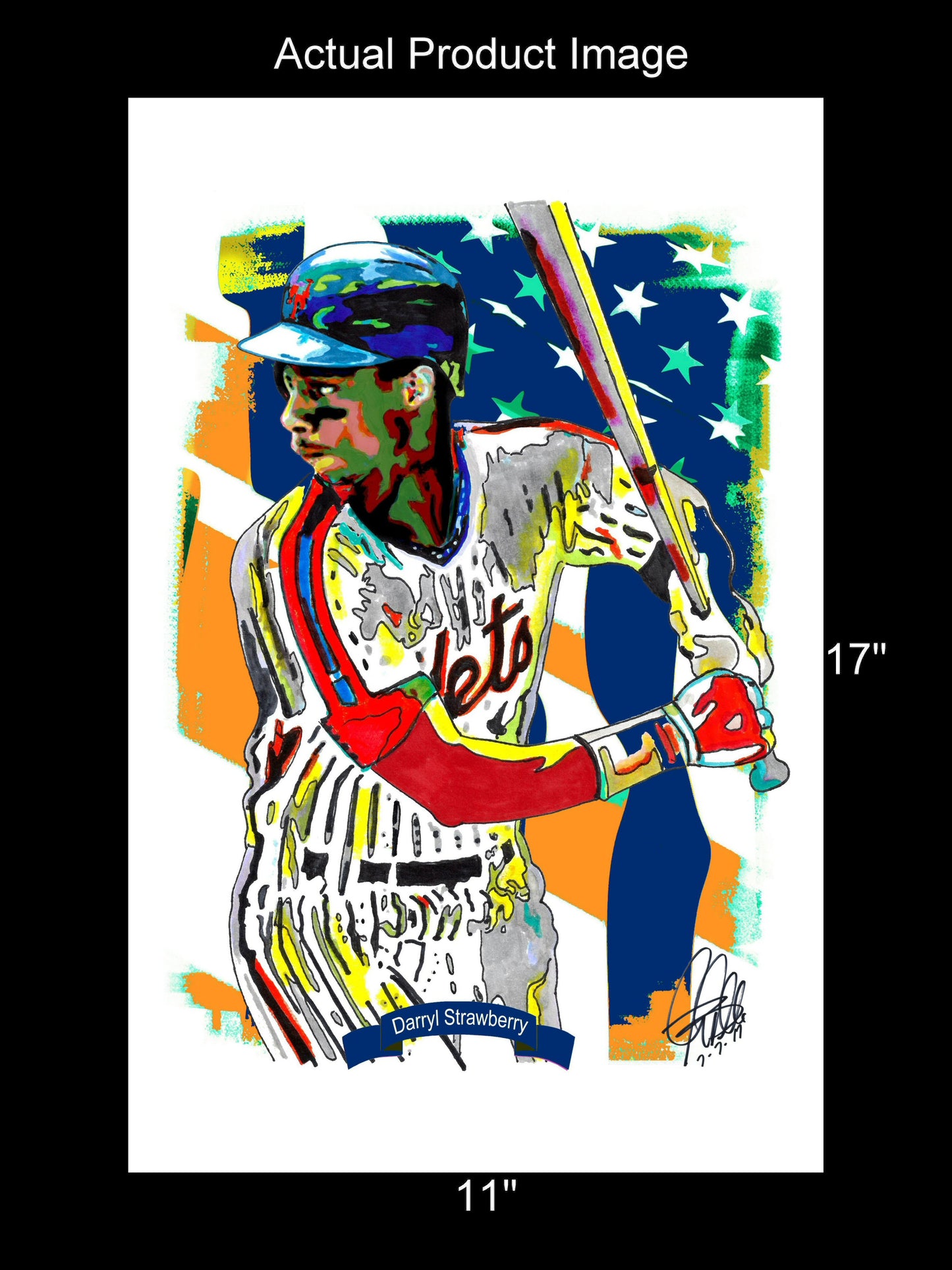 Darryl Strawberry New York Mets Baseball Sports Poster Print Wall Art 11x17