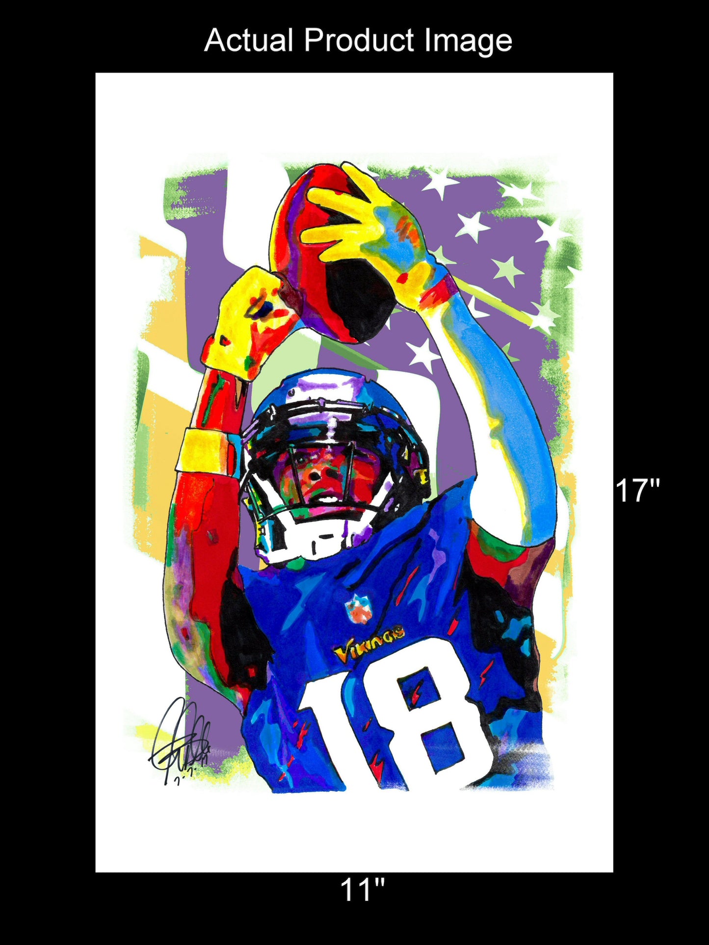 Justin Jefferson Minnesota Vikings Football Print Poster Wall Art 11x17