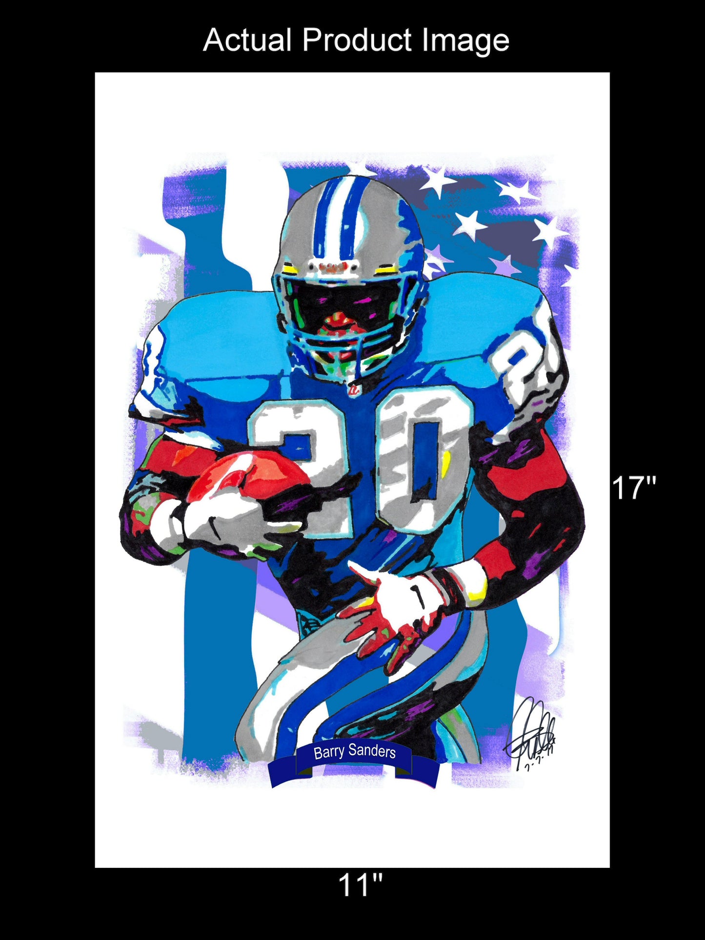 Barry Sanders Detroit Lions Football Sports Poster Print Wall Art 11x17