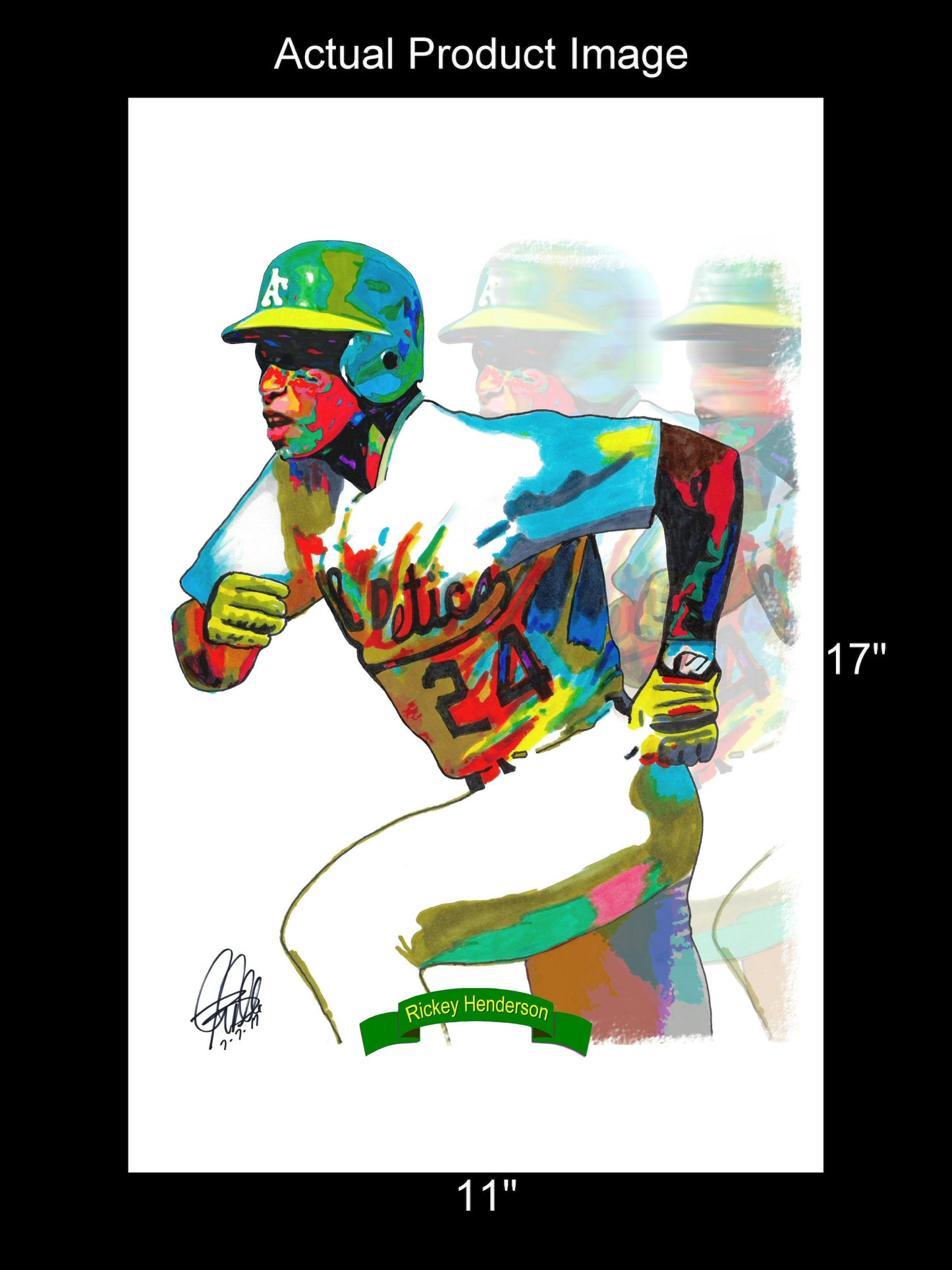 Rickey Henderson Oakland Athletics Baseball Poster Print Wall Art 11x17