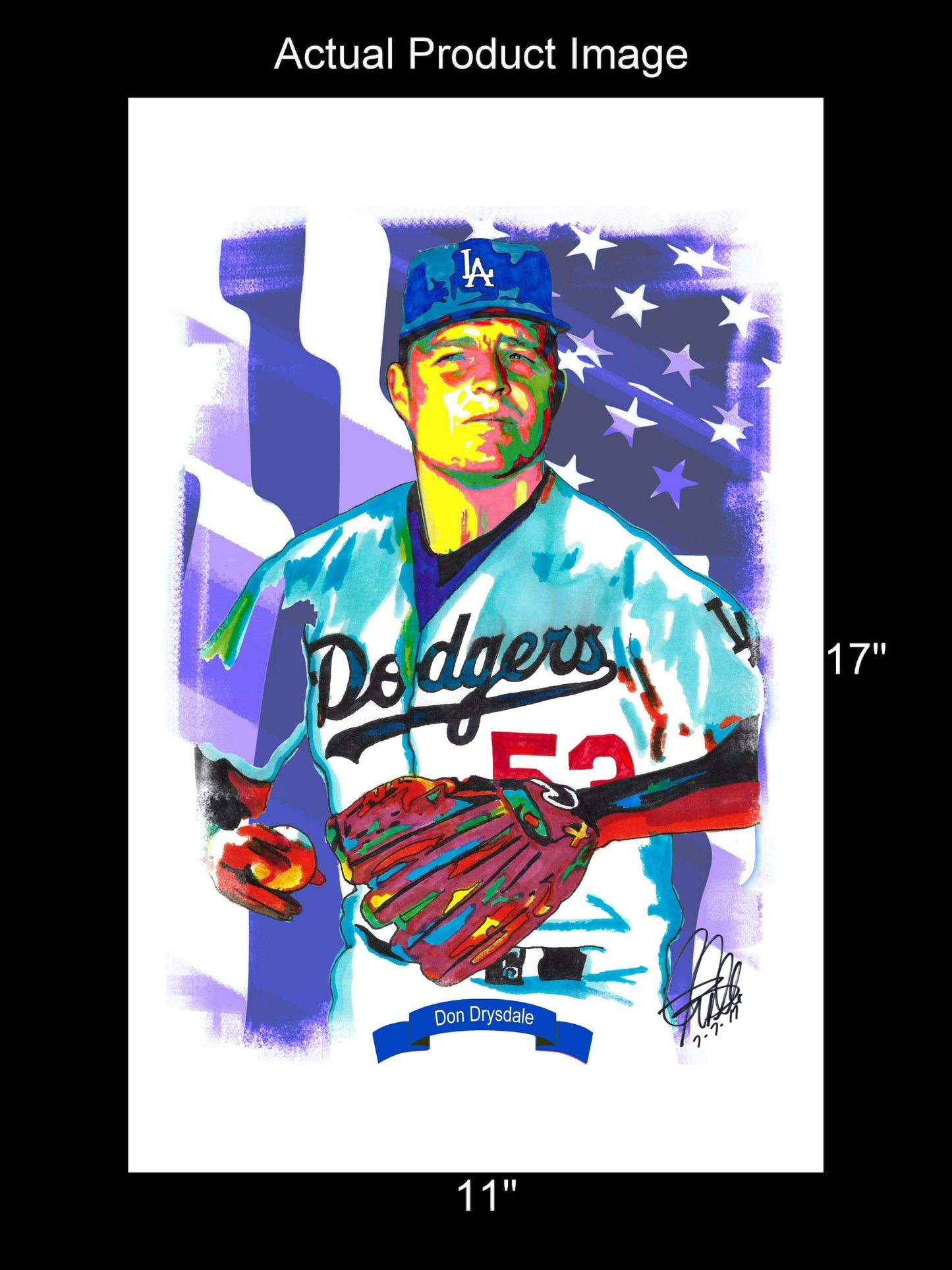 Don Drysdale Los Angeles Dodgers Baseball Poster Print Wall Art 11x17