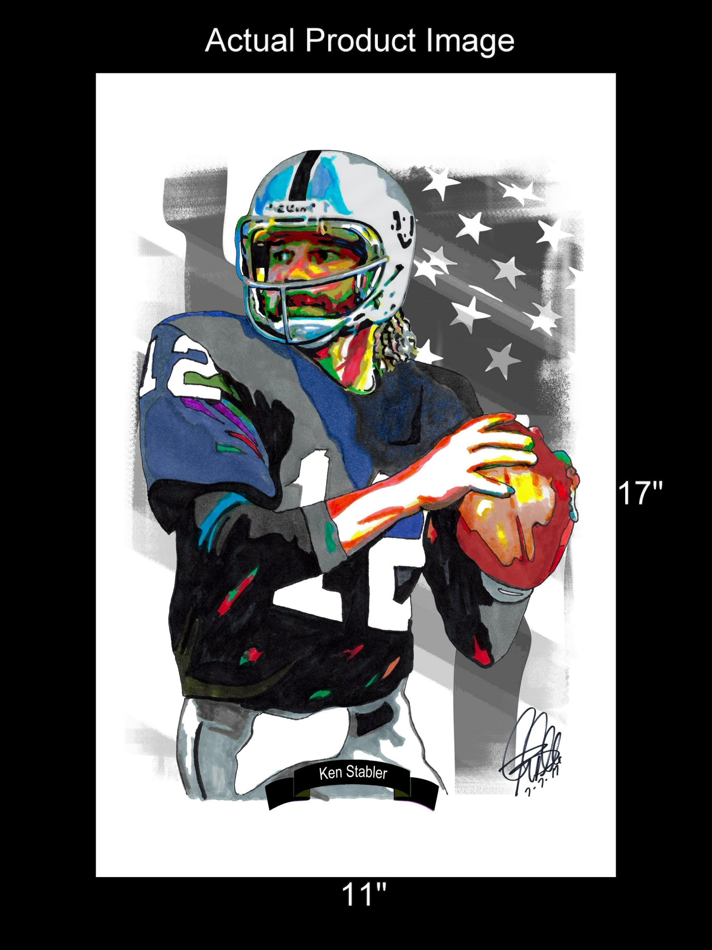 Ken Snake Stabler Oakland Raiders QB Football Poster Print Wall Art 11x17