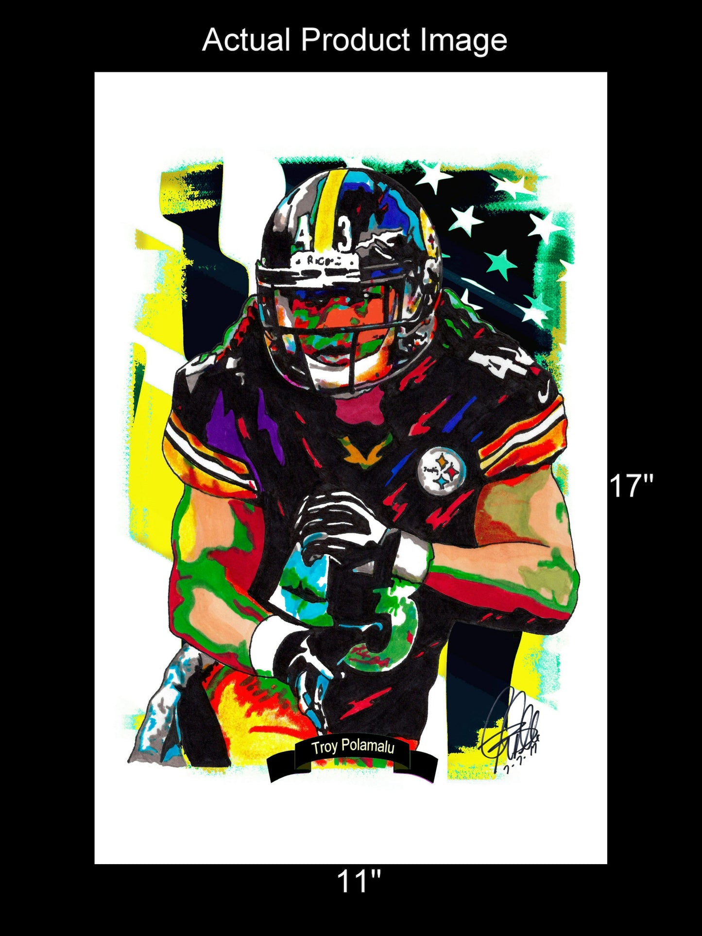 Troy Polamalu Pittsburgh Steelers Football Sports Poster Print Wall Art 11x17