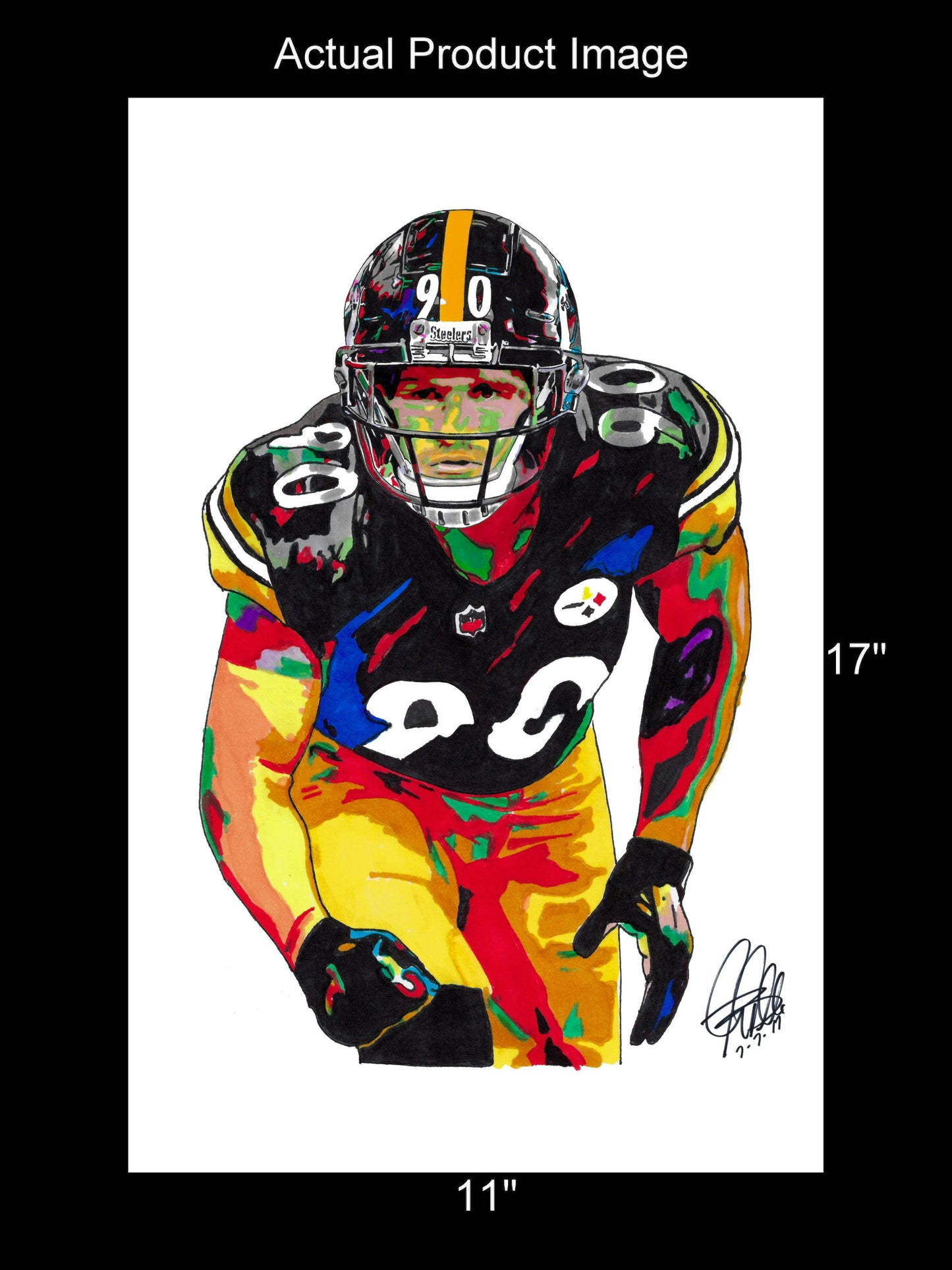 TJ Watt Pittsburgh Steelers Football Sports Poster Print Wall Art 11x17
