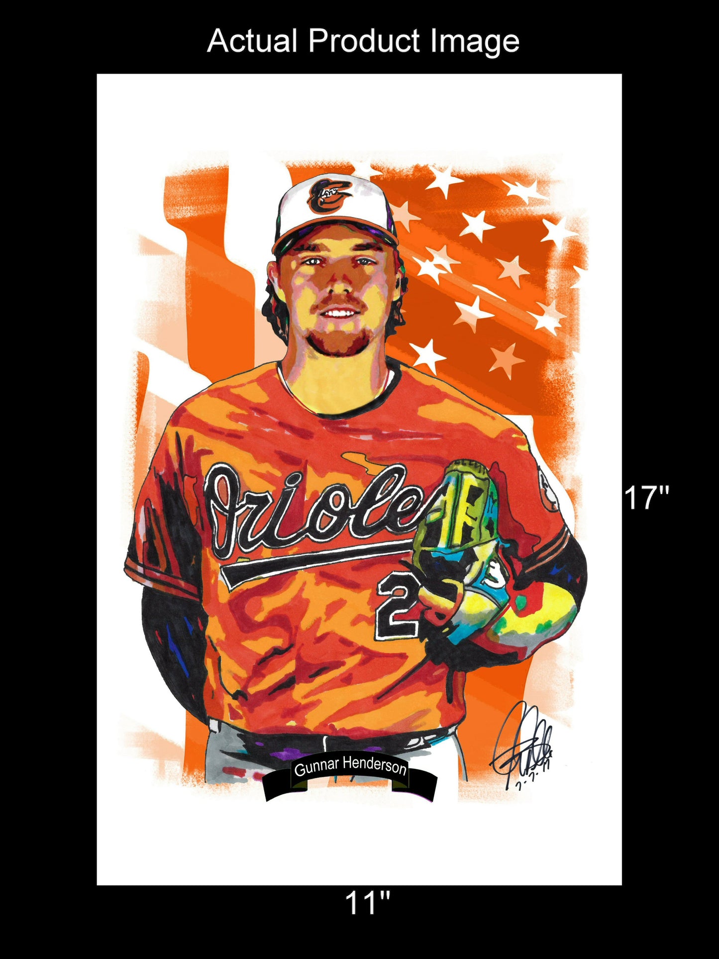 Gunnar Henderson Baltimore Orioles SS Baseball Print Poster Wall Art 11x17