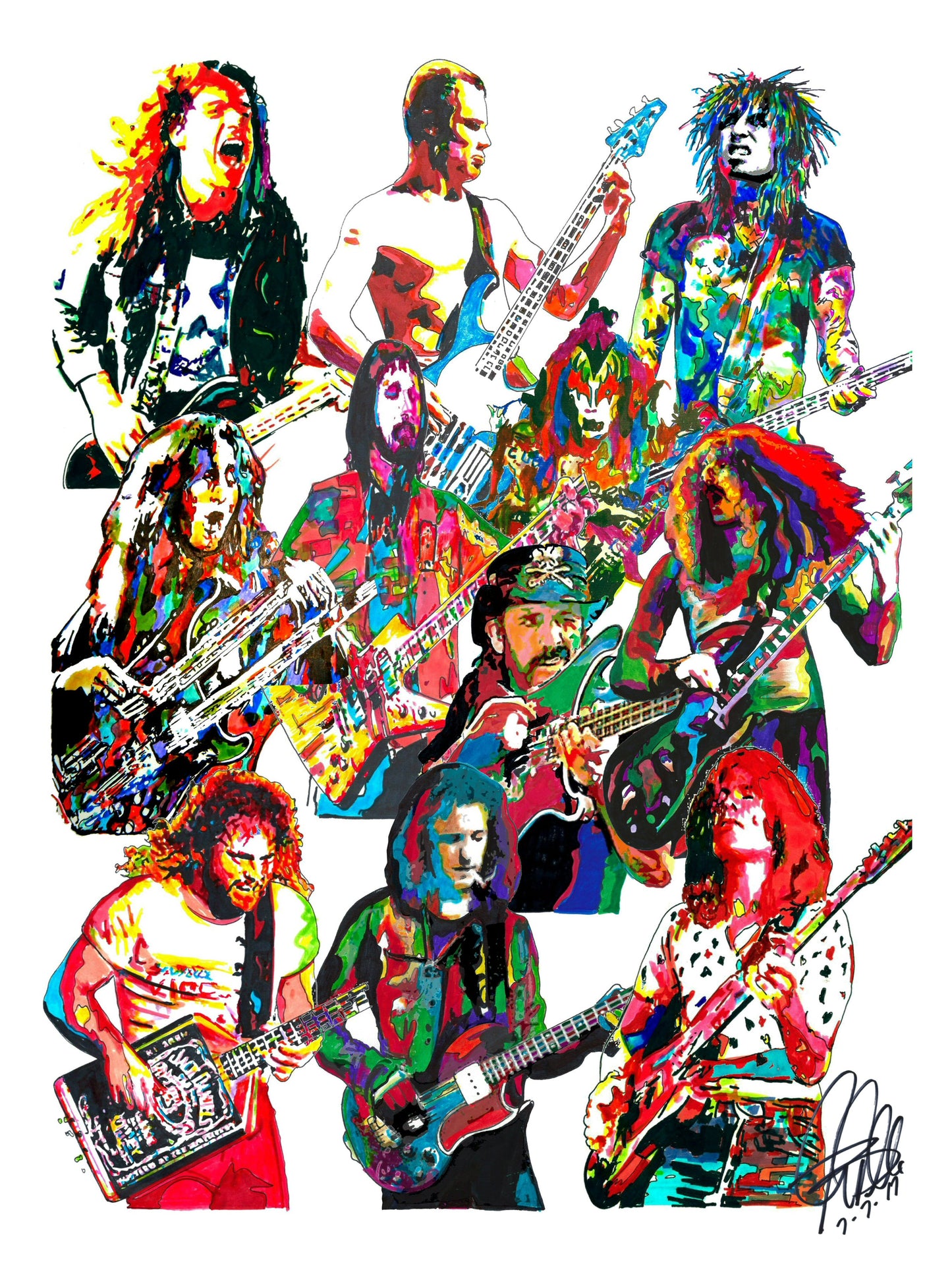 Bass Players Entwistle Flea Lemmy Sixx Rock Music Poster Print Wall Art 8.5x11