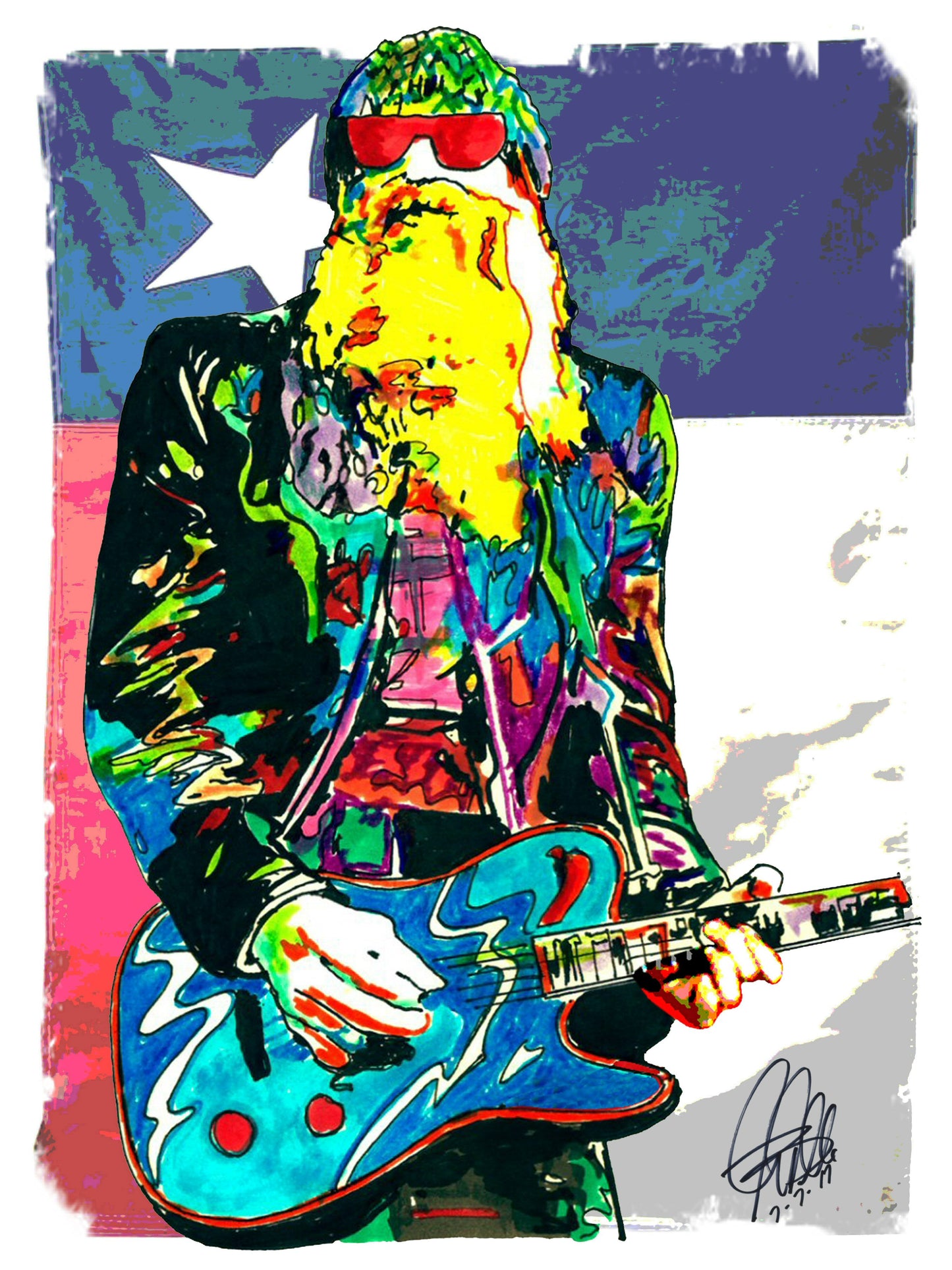 Billy Gibbons ZZ Top Guitar Blues Rock Music Poster Print Wall Art 8.5x11