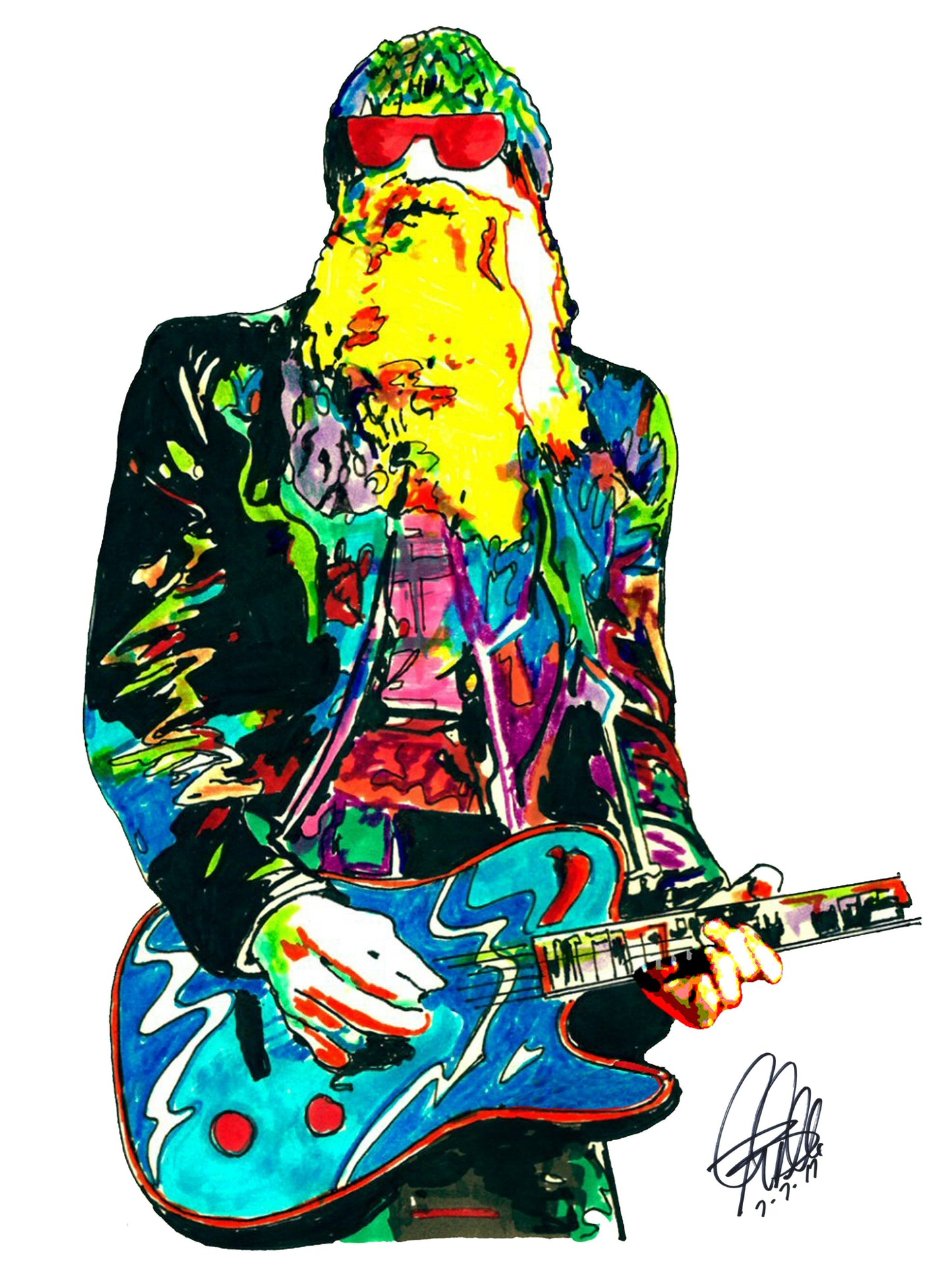 Billy Gibbons ZZ Top Guitar Rock Music Poster Print Wall Art 8.5x11
