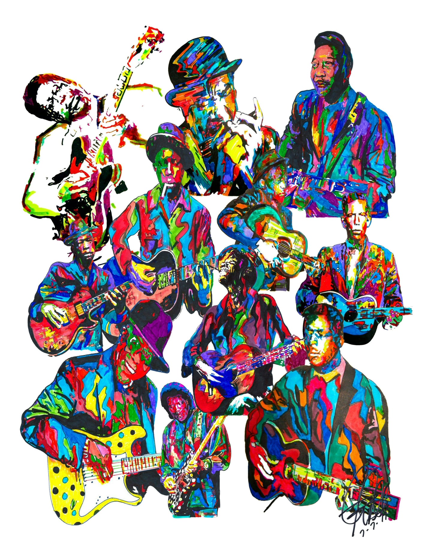 Blues Players Robert Johnson Buddy Guy Music Print Poster Wall Art 8.5x11